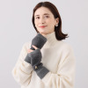 ヘ・エラ おしゃれであったか ウール切替 フィンガーレス ニットグローブ