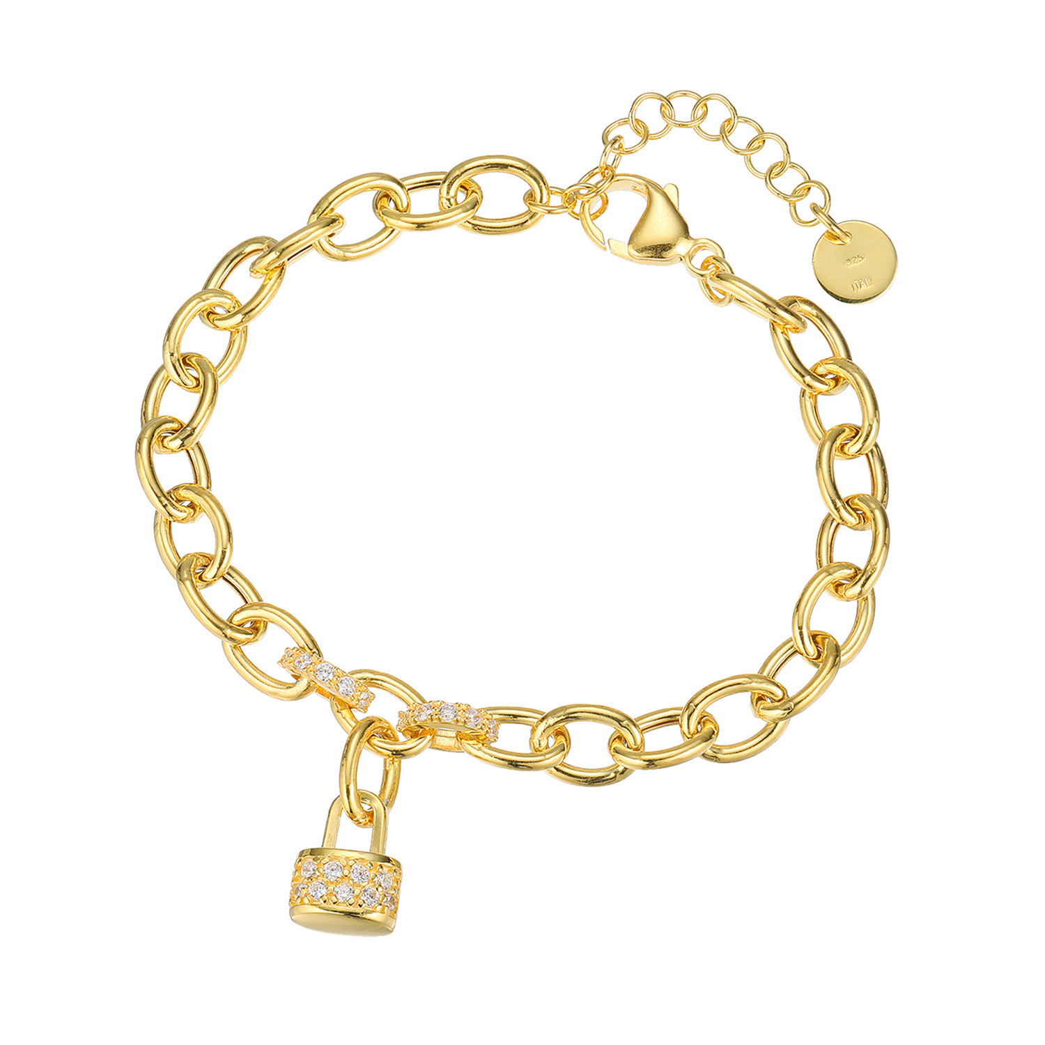 アルジェント イタリアーノ シルバー ＣＺ ロックチャーム付 ブレスレット