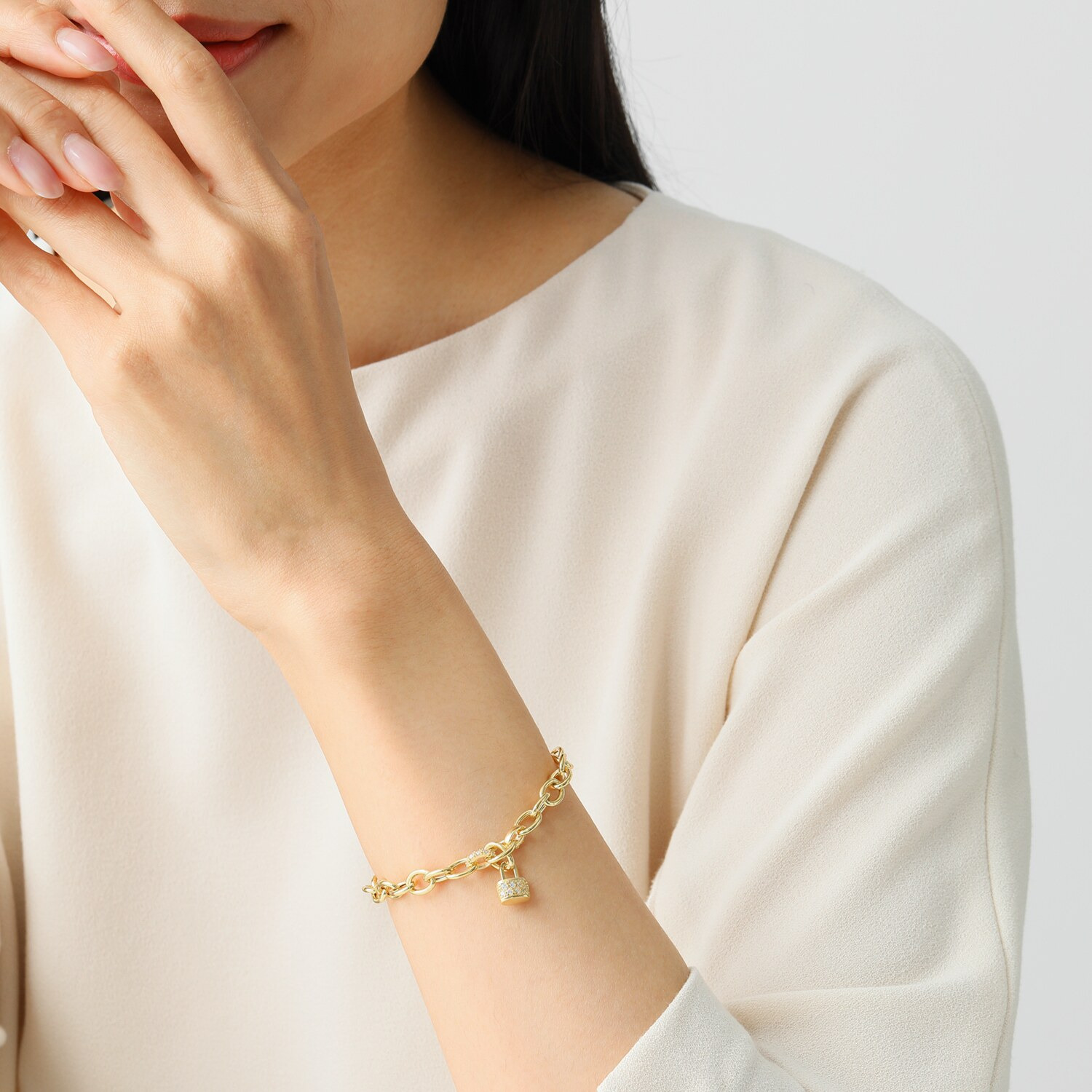 アルジェント イタリアーノ シルバー ＣＺ ロックチャーム付 ブレスレット