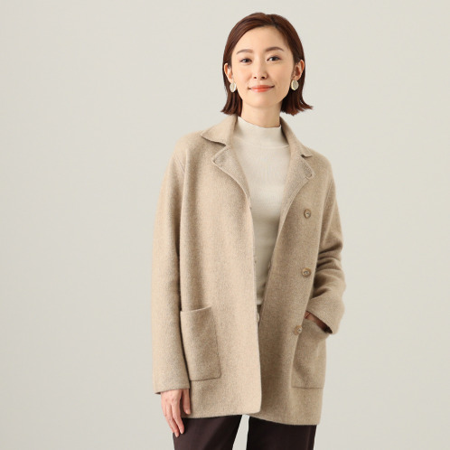 ネイチャーズ　無染色カシミヤ　ジャガード編　ジャケットコート