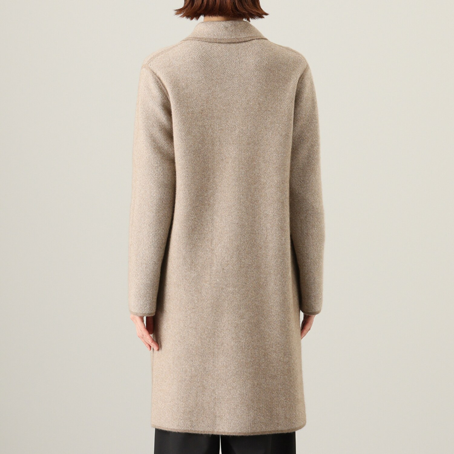 ネイチャーズ 無染色カシミヤ ヘリンボーン柄 ジャガード編 リバーシブルコート