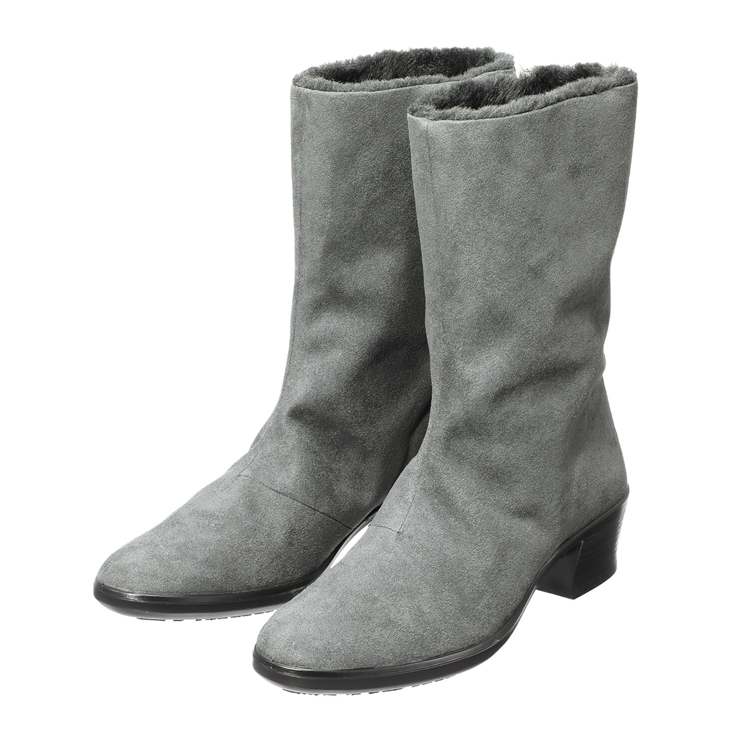 トップドライ 天気予報を気にせず履ける スエード調ファー付 エレガンスヒールブーツ