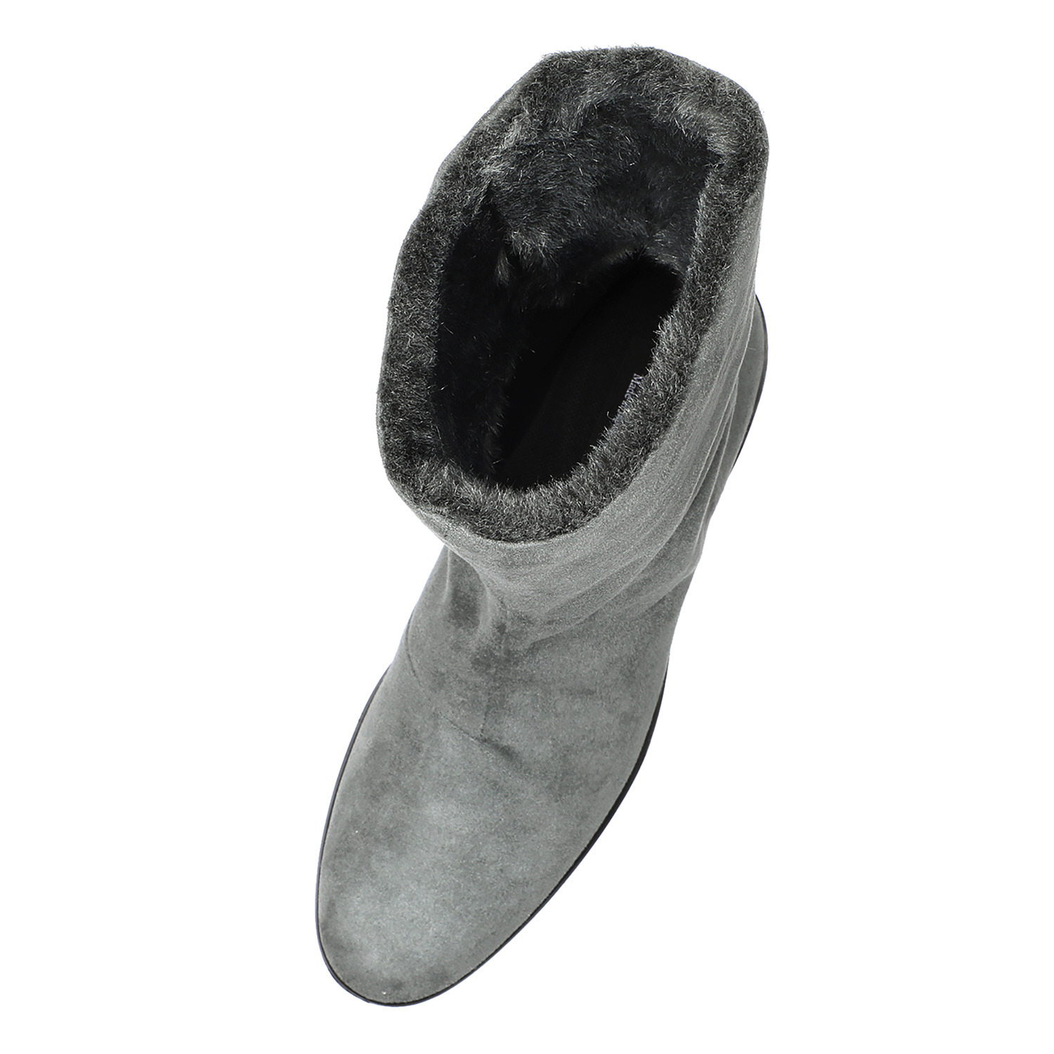 トップドライ 天気予報を気にせず履ける スエード調ファー付 エレガンスヒールブーツ