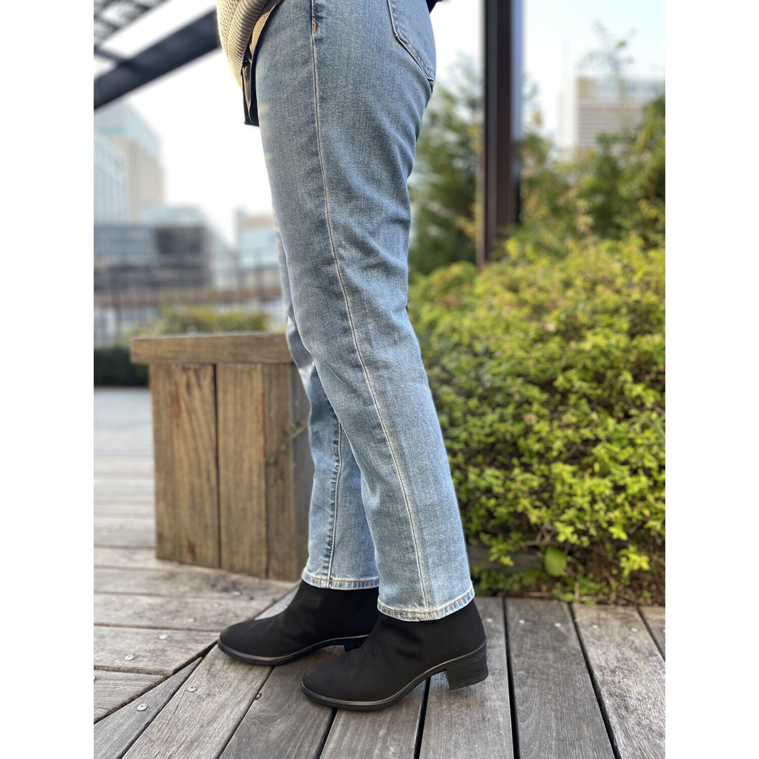 トップドライ 天気予報を気にせず履ける スエード調ファー付 エレガンスヒールブーツ