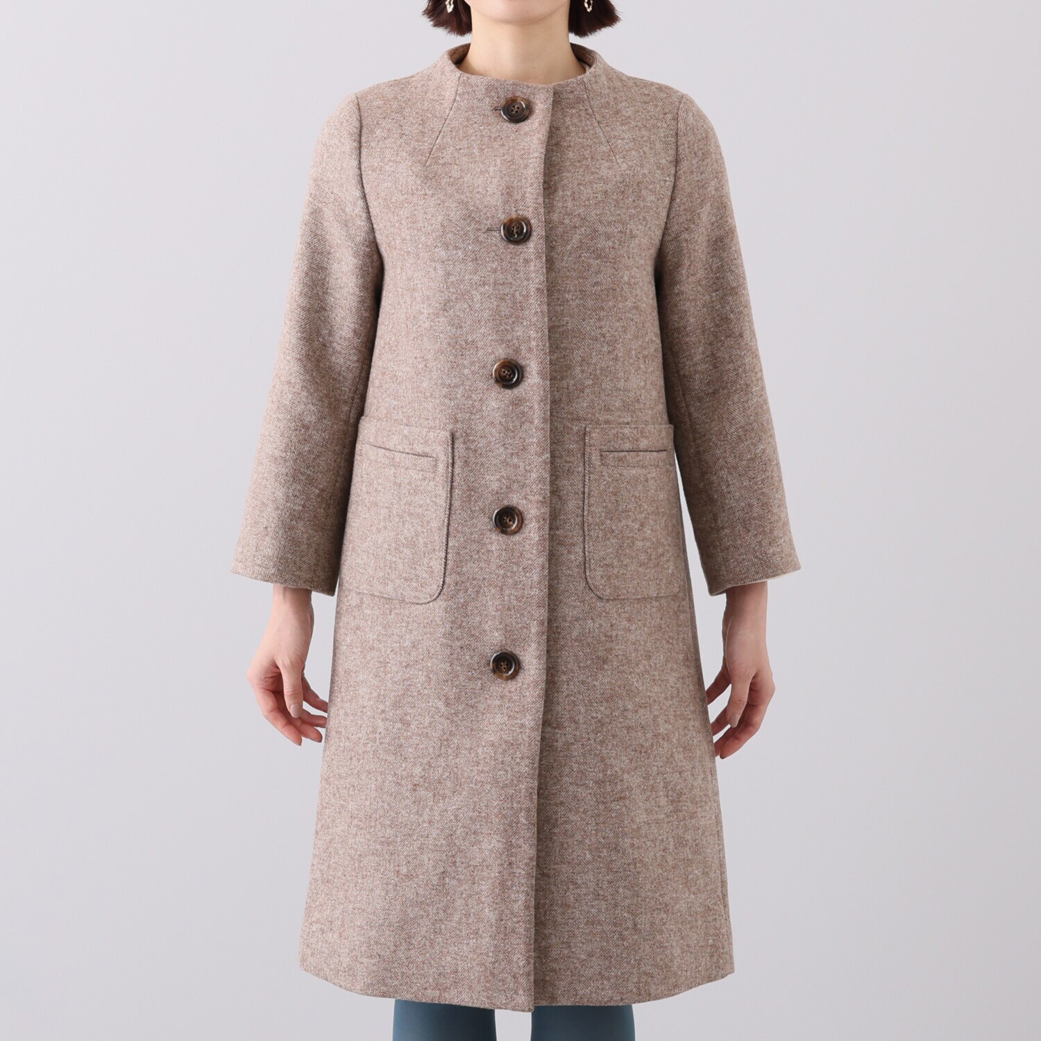 エムジェイアール　バイ マチコ　ジント　ロンドン ヘリンボーン柄 スタンドカラーコート