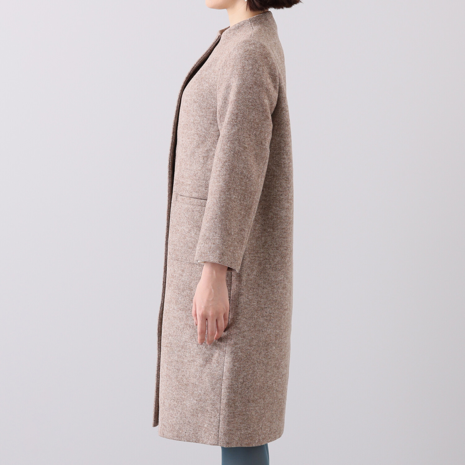 エムジェイアール　バイ マチコ　ジント　ロンドン ヘリンボーン柄 スタンドカラーコート