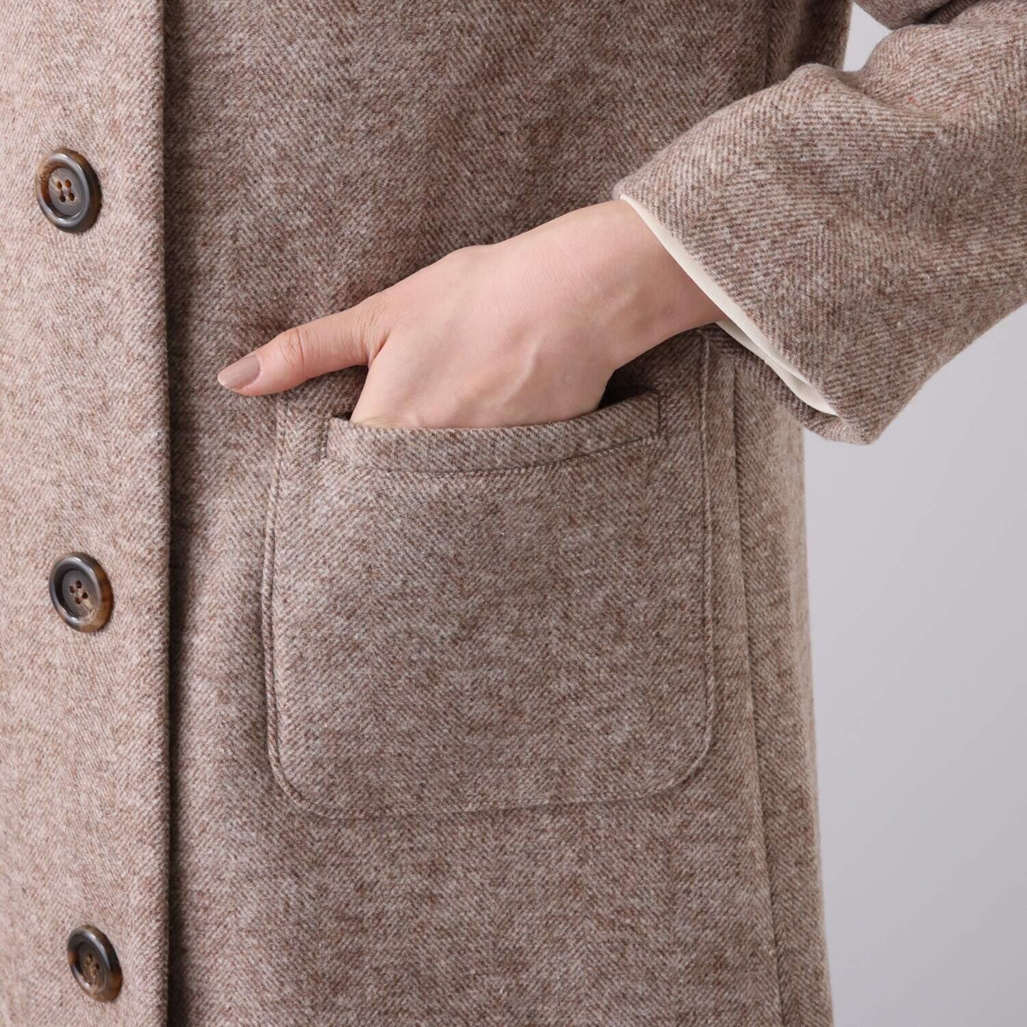 エムジェイアール　バイ マチコ　ジント　ロンドン ヘリンボーン柄 スタンドカラーコート