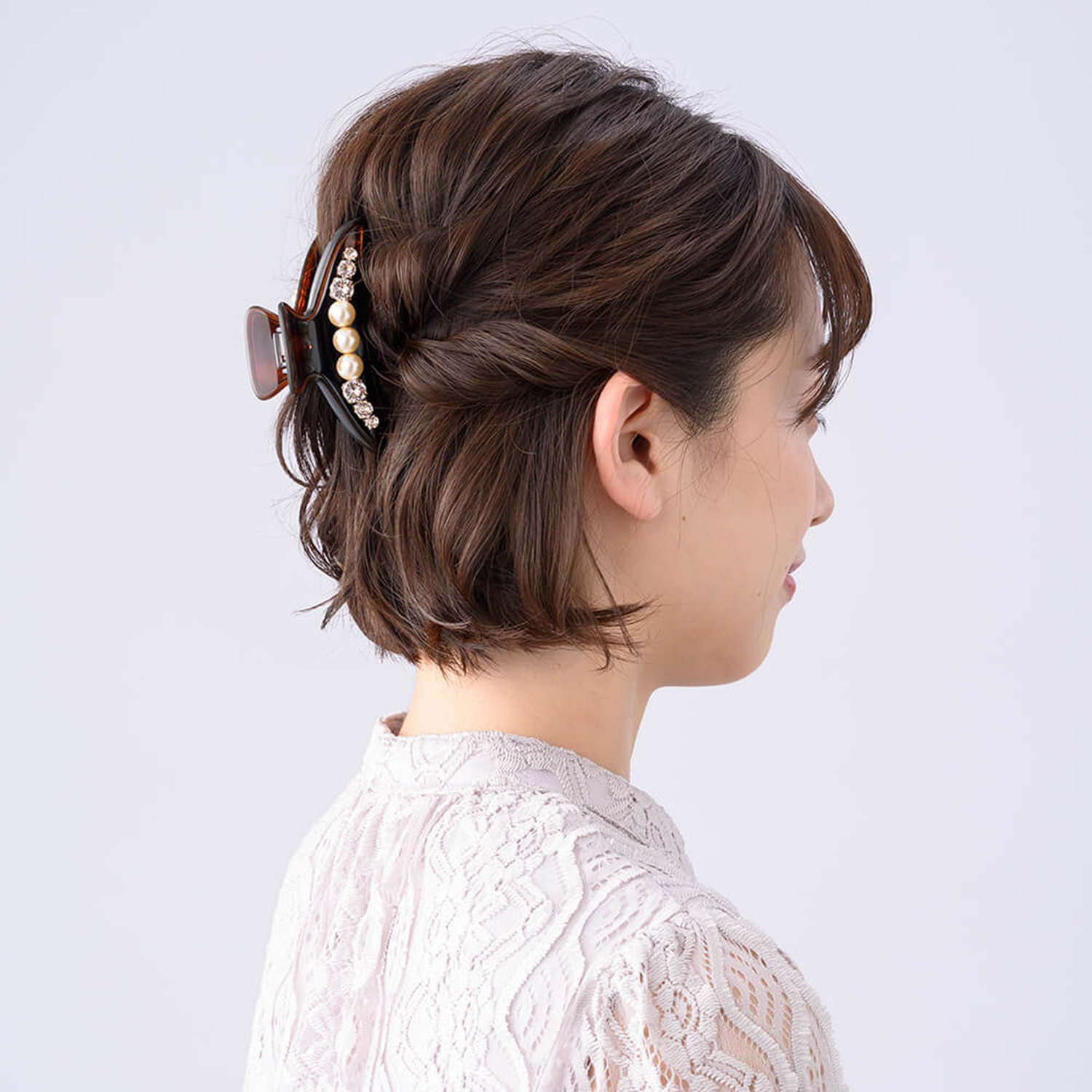 コンプレックス・ビズ クリスタルガラス ＆クリスタルガラスパール ピュアシャイン バンスクリップ ＜Ｌ＞