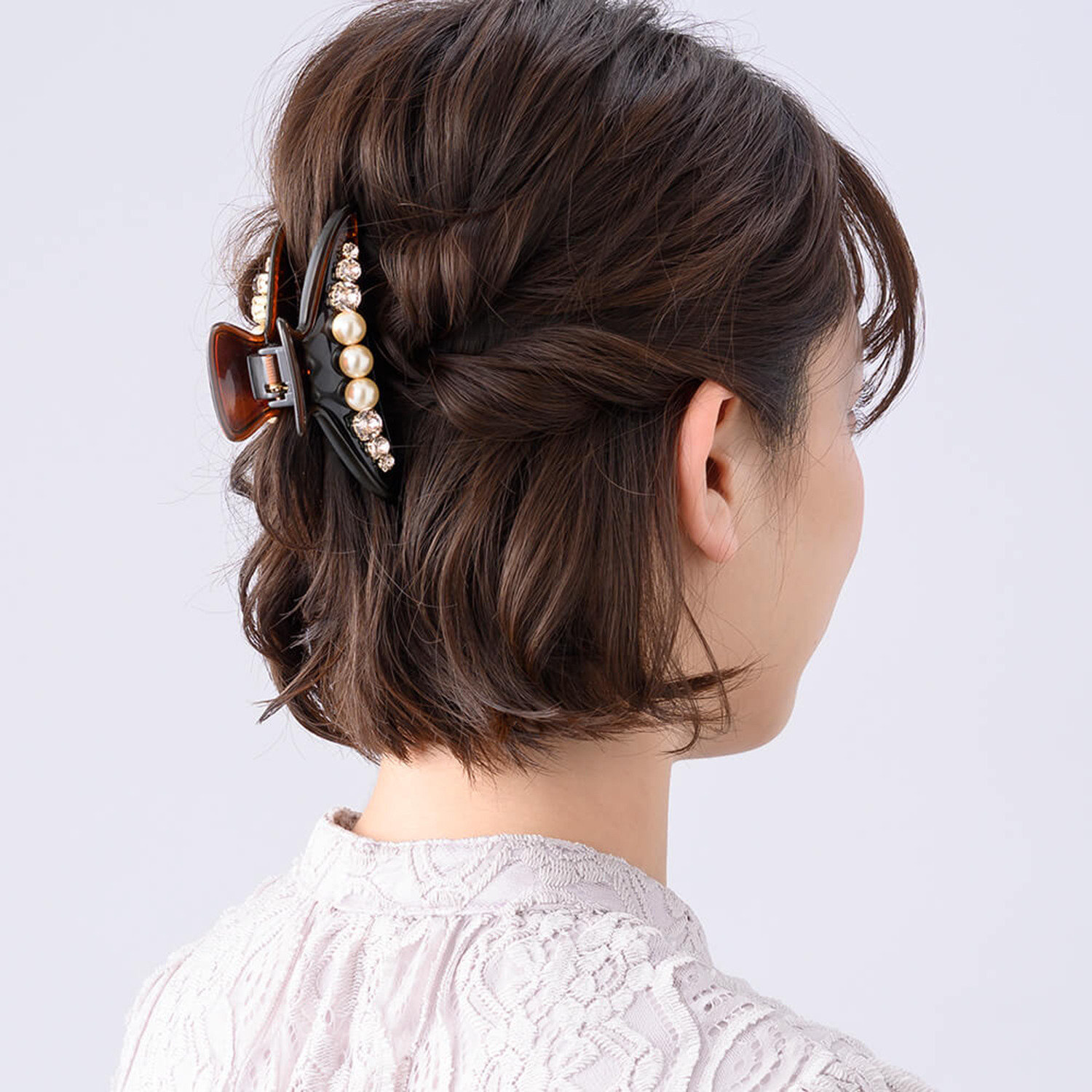 コンプレックス・ビズ クリスタルガラス ＆クリスタルガラスパール ピュアシャイン バンスクリップ ＜Ｌ＞