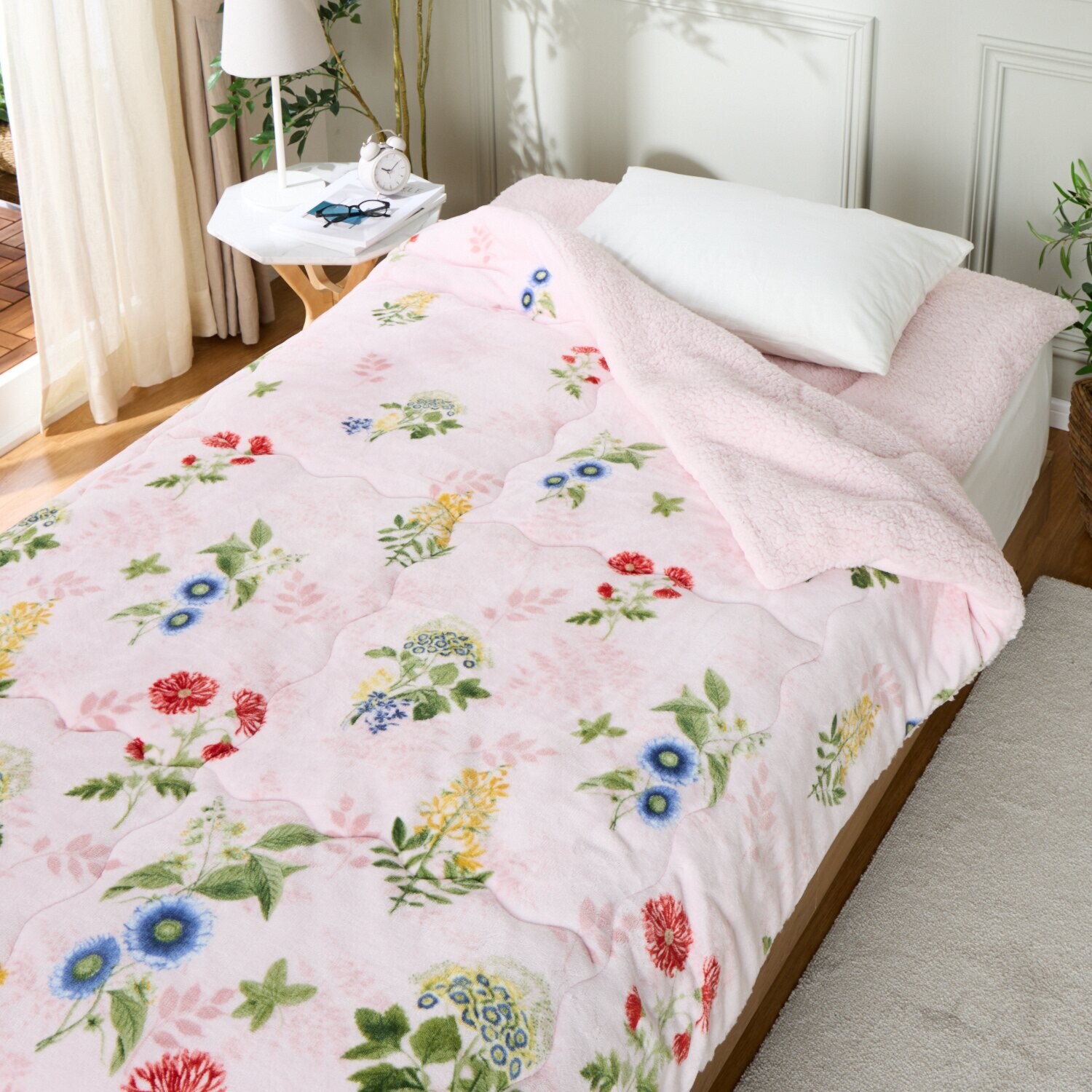 大津毛織 吸湿発熱ホットテックス シープ調 モコモコボリューム わた入り毛布 ＜シングル＞