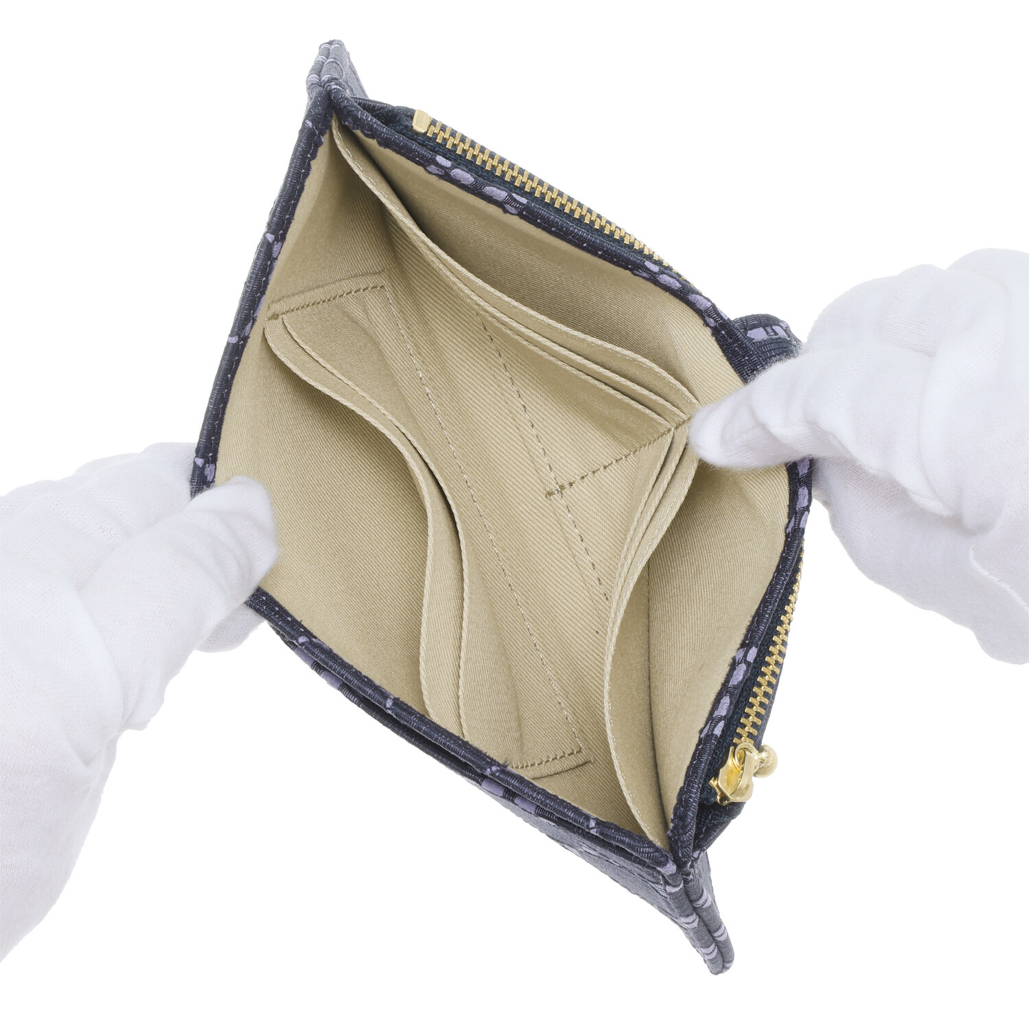 ズッケロ 日本製 ドットレースデザイン レザーウォレット