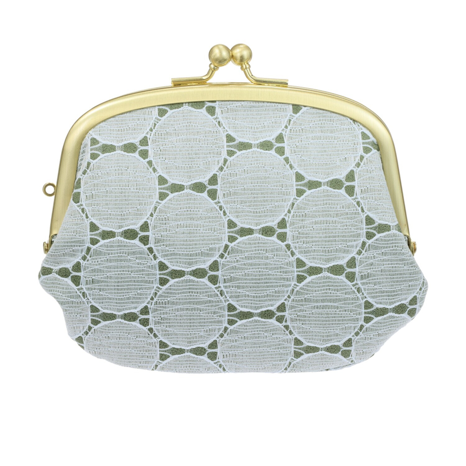 ズッケロ 日本製 ドットレースデザイン レザーがま口ウォレット