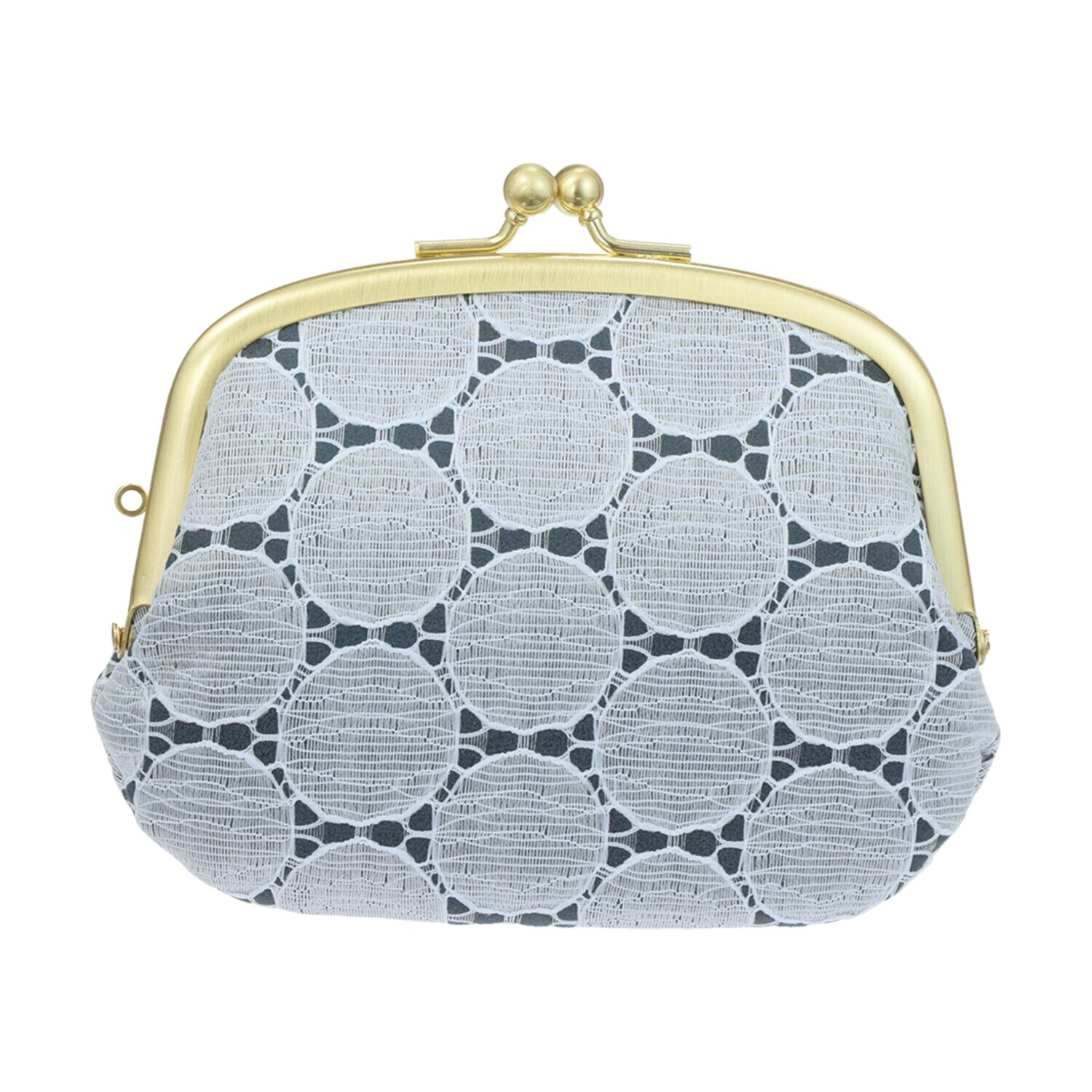 ズッケロ 日本製 ドットレースデザイン レザーがま口ウォレット