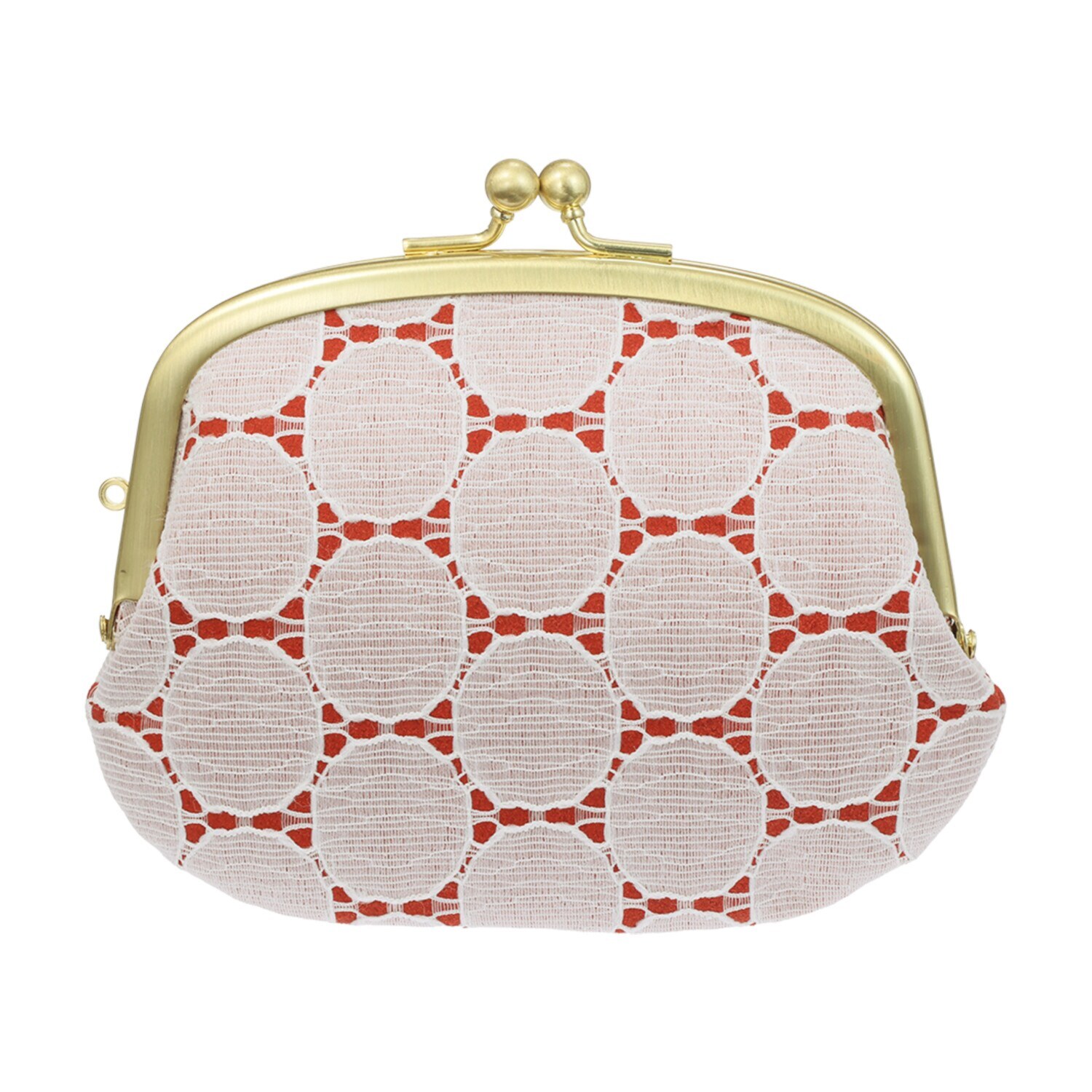 ズッケロ 日本製 ドットレースデザイン レザーがま口ウォレット