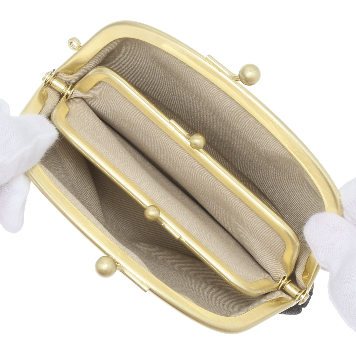 ズッケロ 日本製 ドットレースデザイン レザーがま口ウォレット