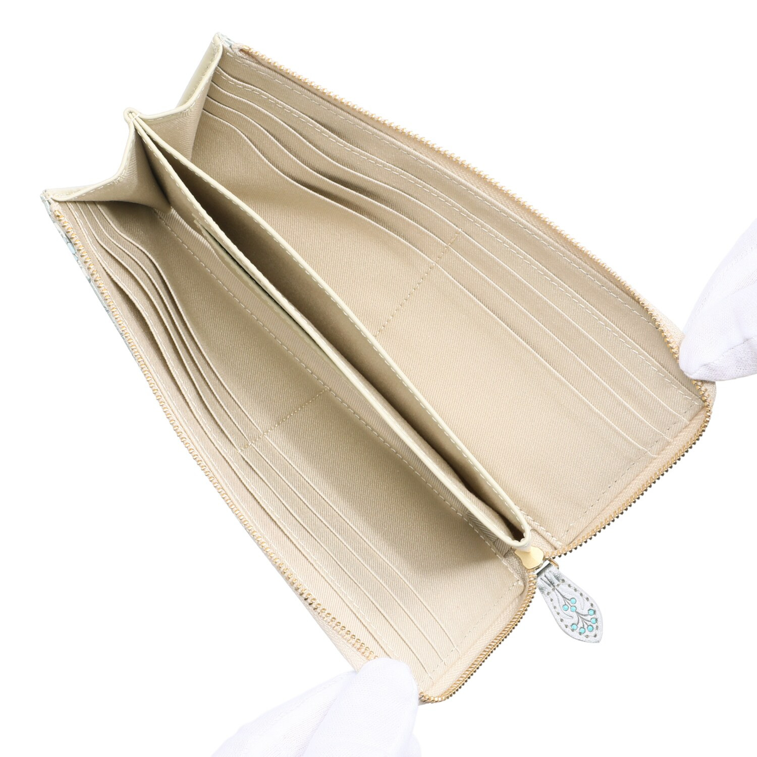 浅草文庫 はっ水 牛革 Ｌ字ファスナー長財布 “オリエント”