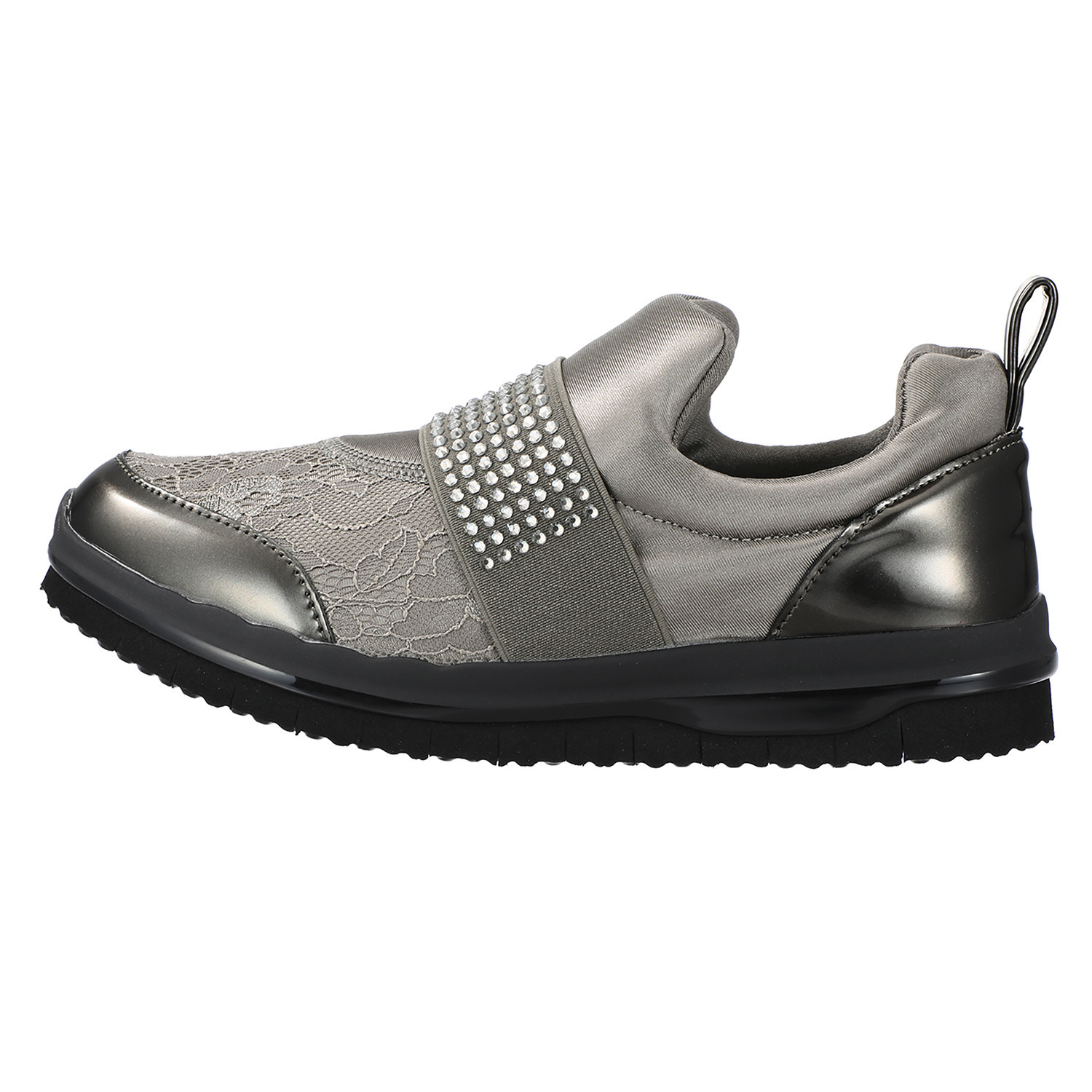 まるで裸足感覚！ 美ウォーキングに導く ヌーディウォーク スニーカー ストレッチレース コンビビジューベルト