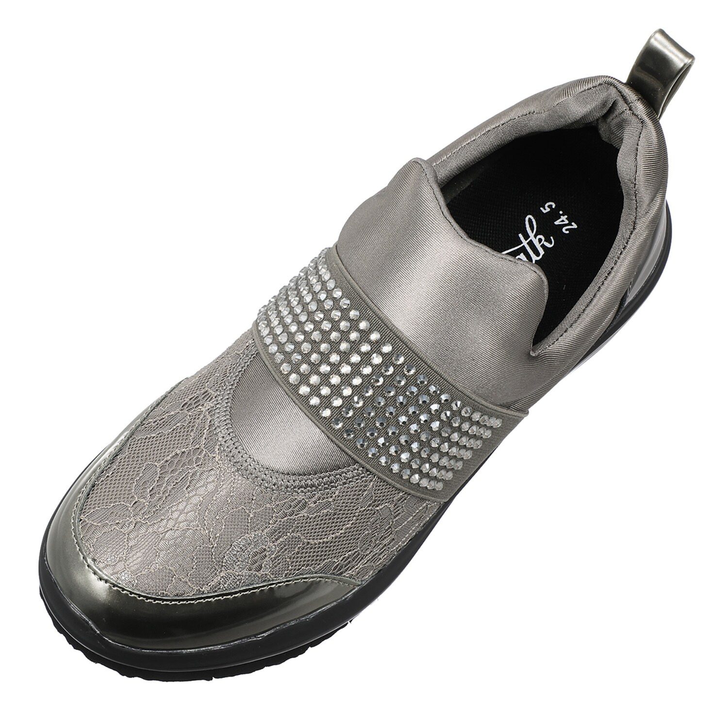 まるで裸足感覚！ 美ウォーキングに導く ヌーディウォーク スニーカー ストレッチレース コンビビジューベルト