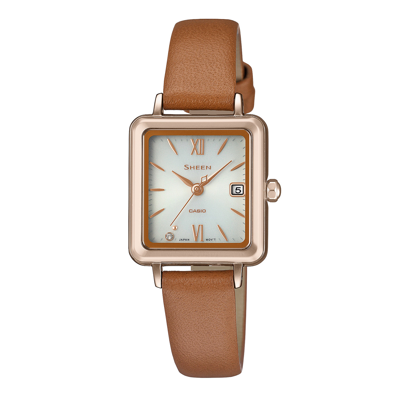 カシオ ＳＨＥＥＮ（シーン） スクエアフェイス レディース ソーラー腕時計 ＜ブラウン＞