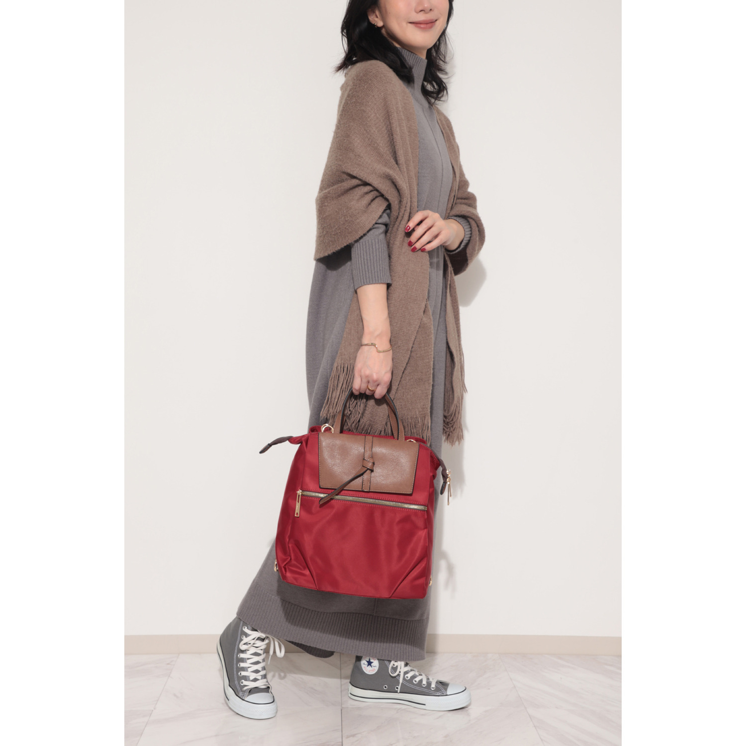 モッテ 異素材コンビ ３ウェイリュック