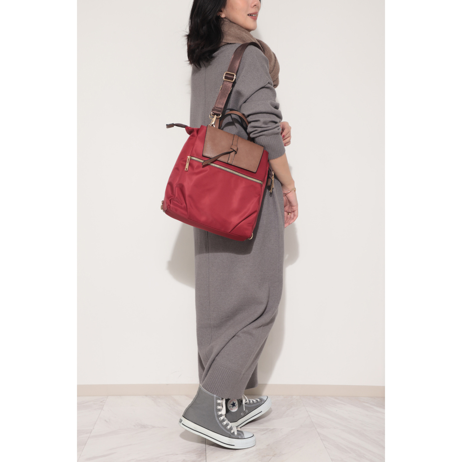 モッテ 異素材コンビ ３ウェイリュック