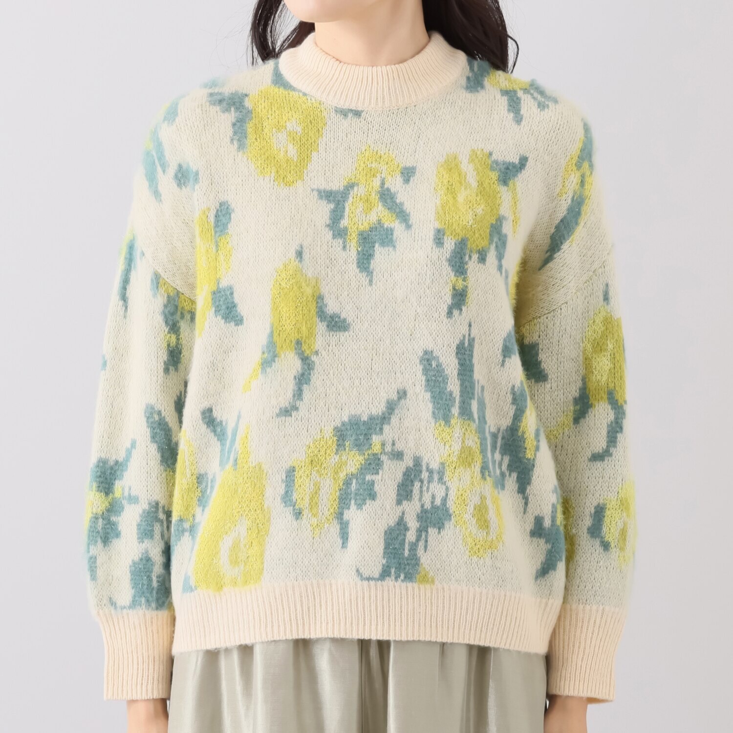 アリュメット フラワージャガード ニットプルオーバー