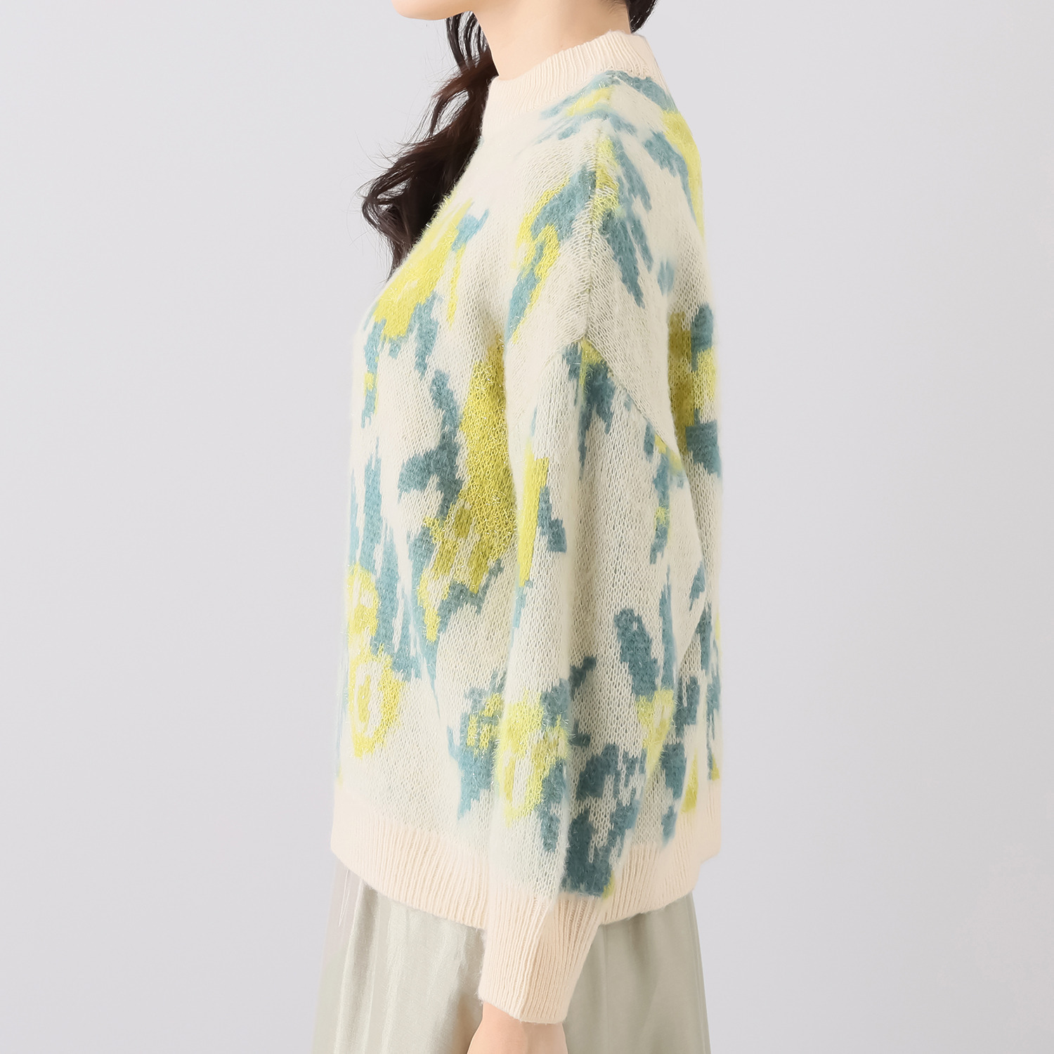 アリュメット フラワージャガード ニットプルオーバー