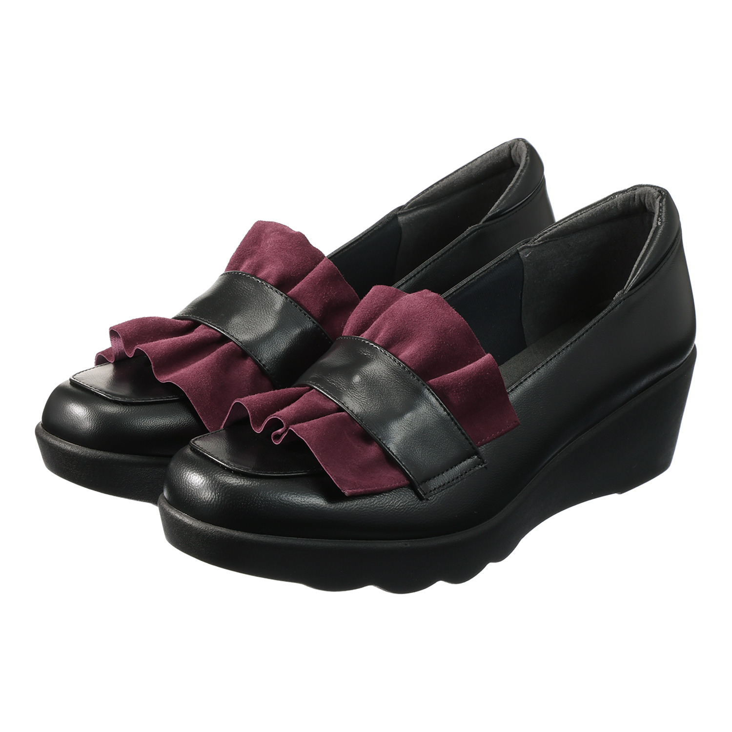 ヒルズアヴェニュー ＜日本製＞レザー タックワーク ローファーパンプス