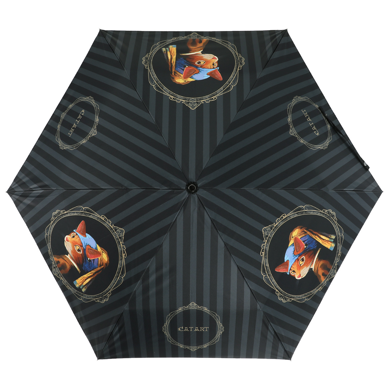 キャットアート 晴雨兼用　軽量 折りたたみミニ傘 収納バッグ付