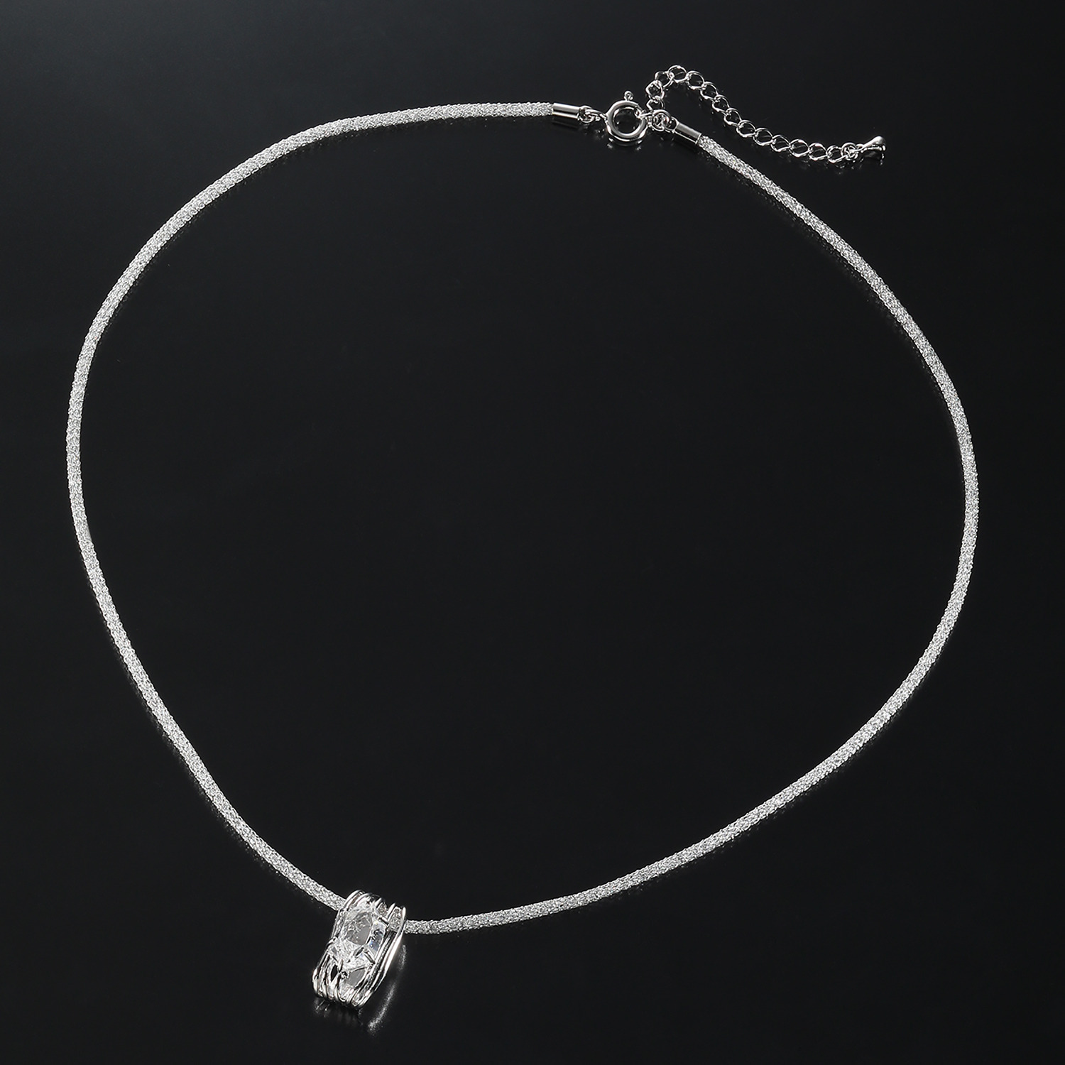 イーシア シルバー ハーキマーダイヤモンド ロッククリスタルクォーツ ＆ＣＺ ウェーブペンダント