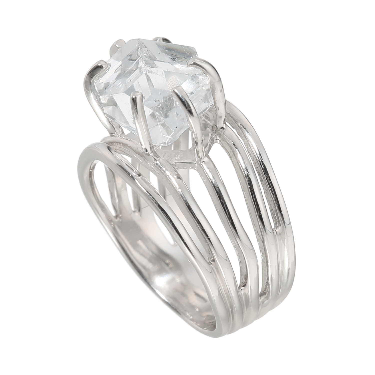 イーシア シルバー ハーキマーダイヤモンド ロッククリスタルクォーツ ウェーブリング