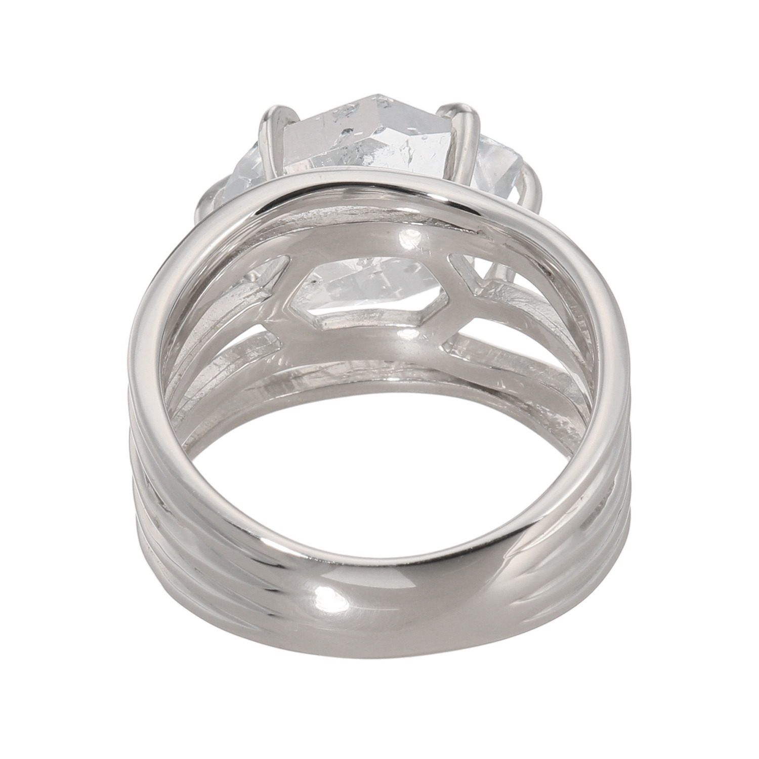 イーシア シルバー ハーキマーダイヤモンド ロッククリスタルクォーツ ウェーブリング