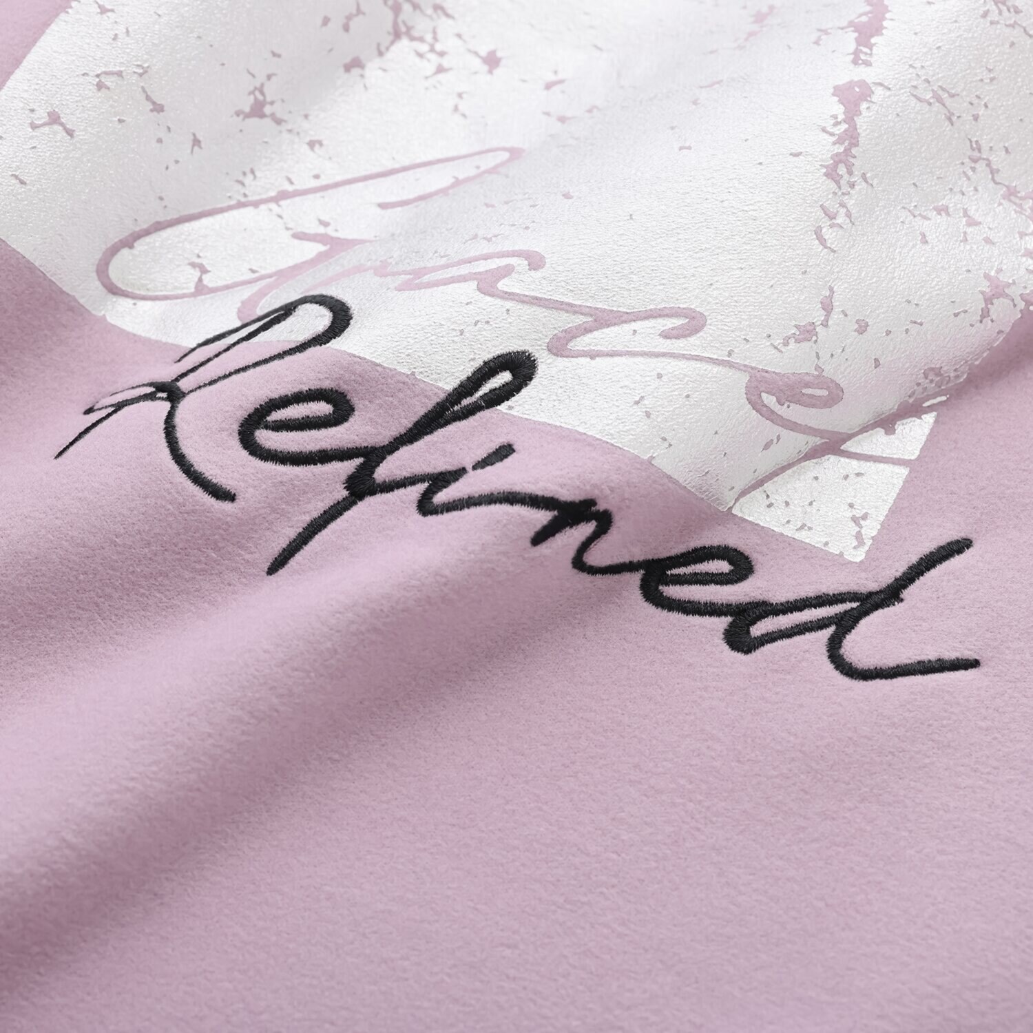 ヘブンアンドアース 箔プリント＆刺しゅう 起毛スムース ロングＴシャツ