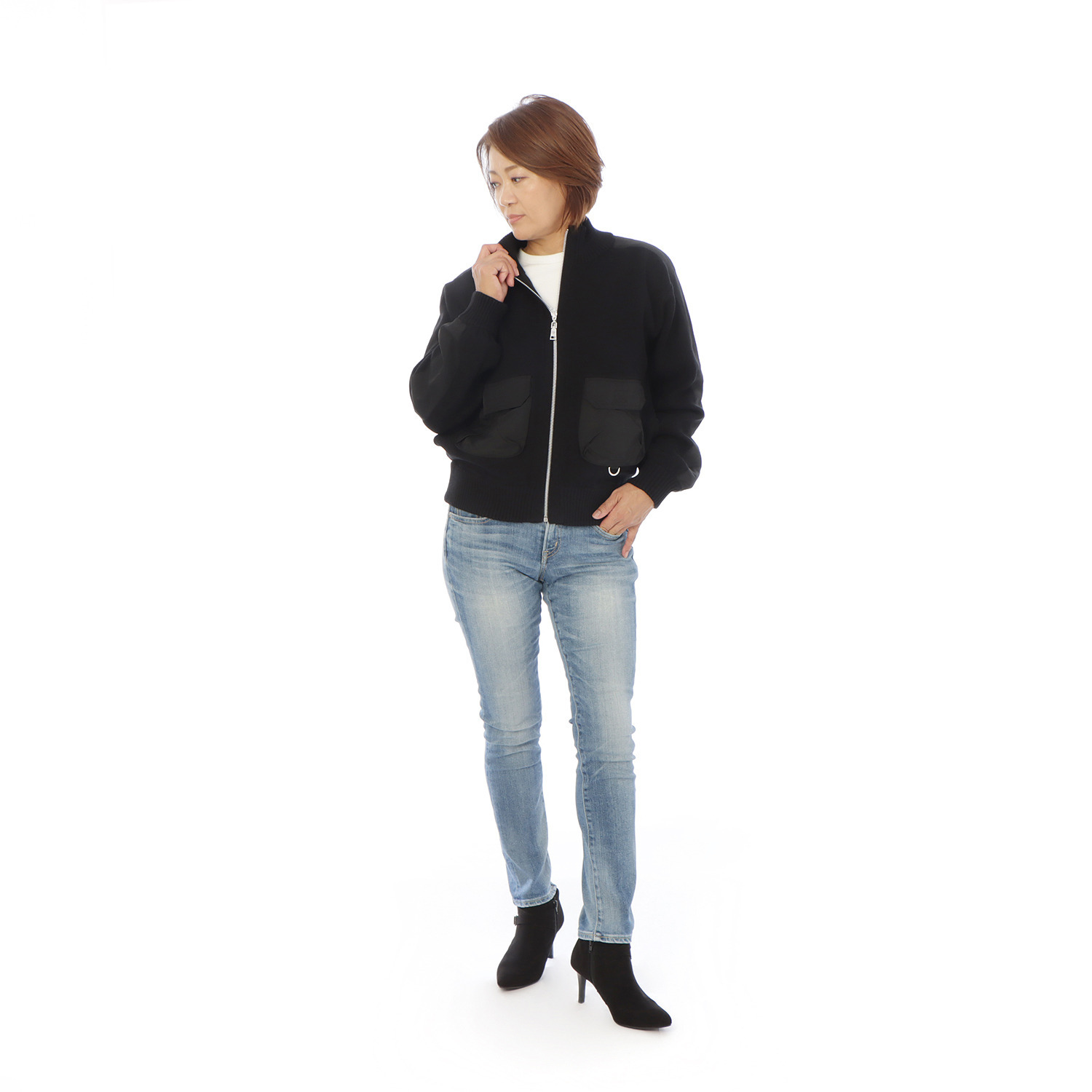 ヘブンアンドアース ジャガードニット ジップブルゾン