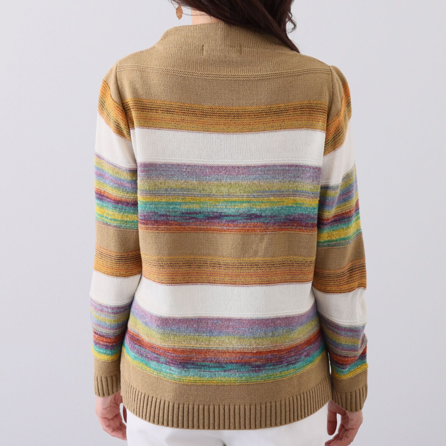 ダリュ　リファインド 絣ボーダー ニットプルオーバー