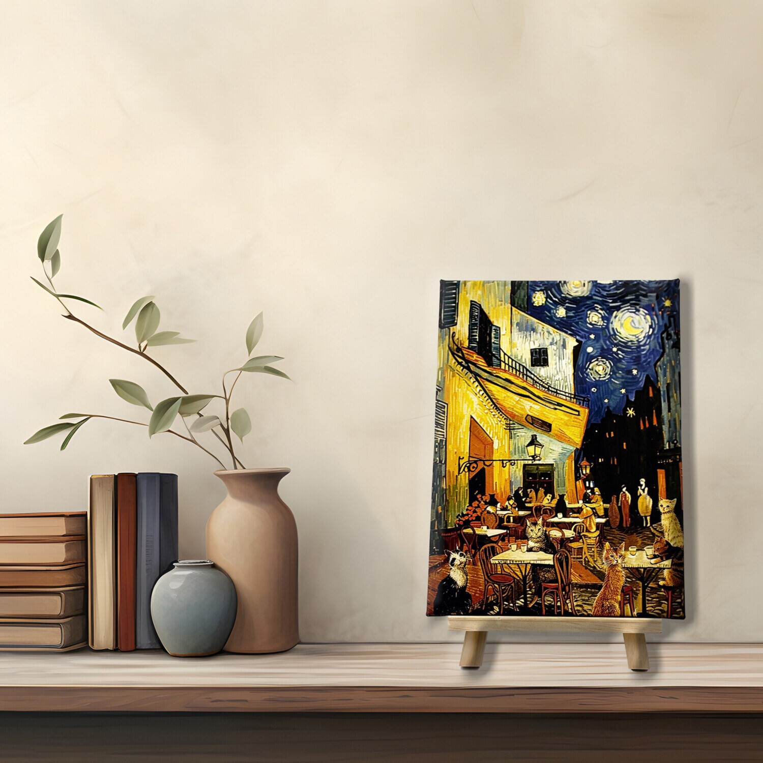 インテリアアート 猫シリーズ 猫カフェ＜約３３×２４ｃｍ＞