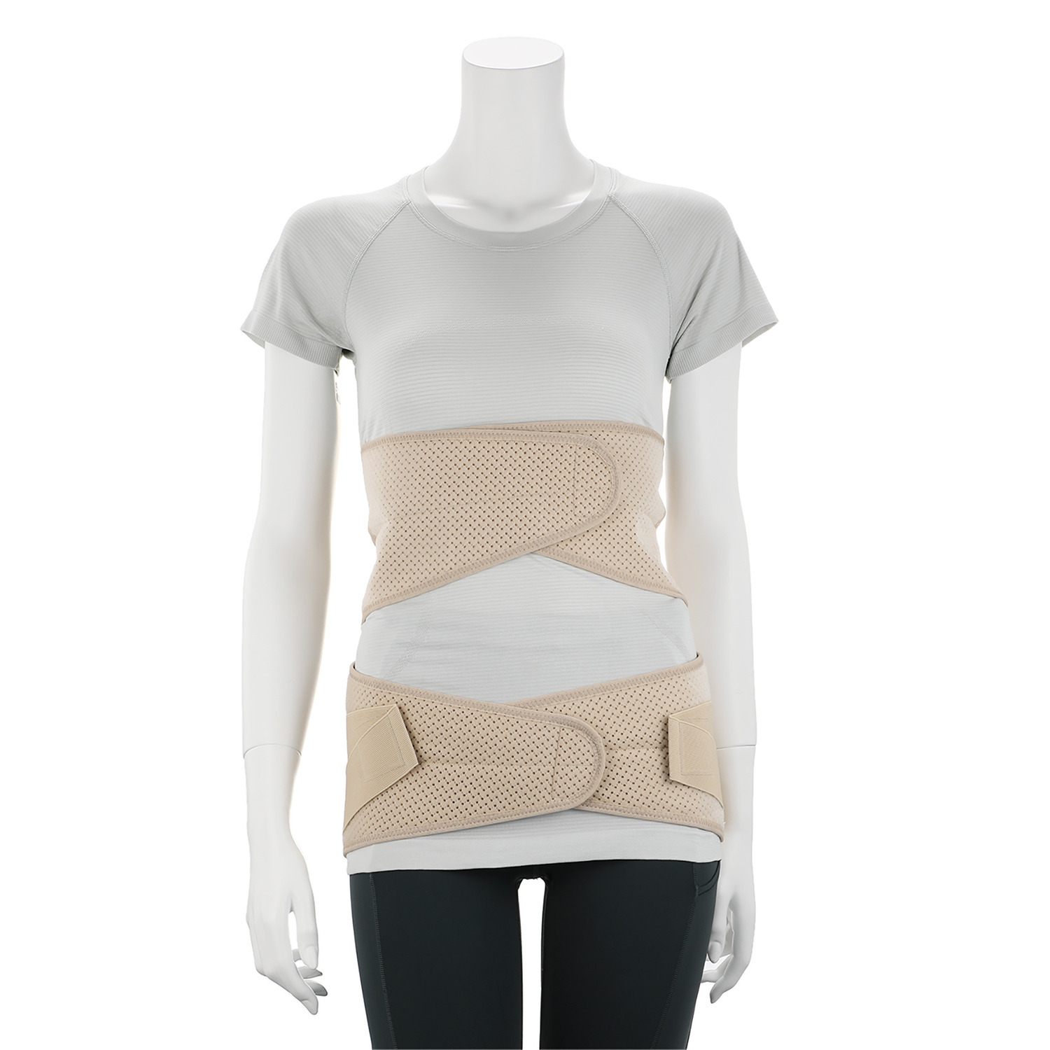 上下に分かれた ダブルのベルトで 腰椎周りと骨盤周りを しっかりホールド 骨盤先生の楽ちん 腰ベルトダブル