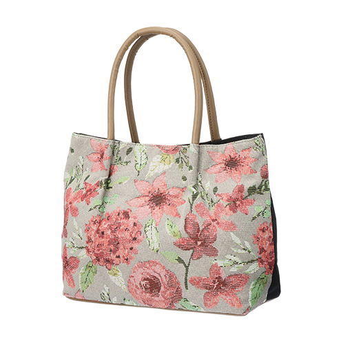ラルジュ ゴブラン織 華やか花柄トートバッグ