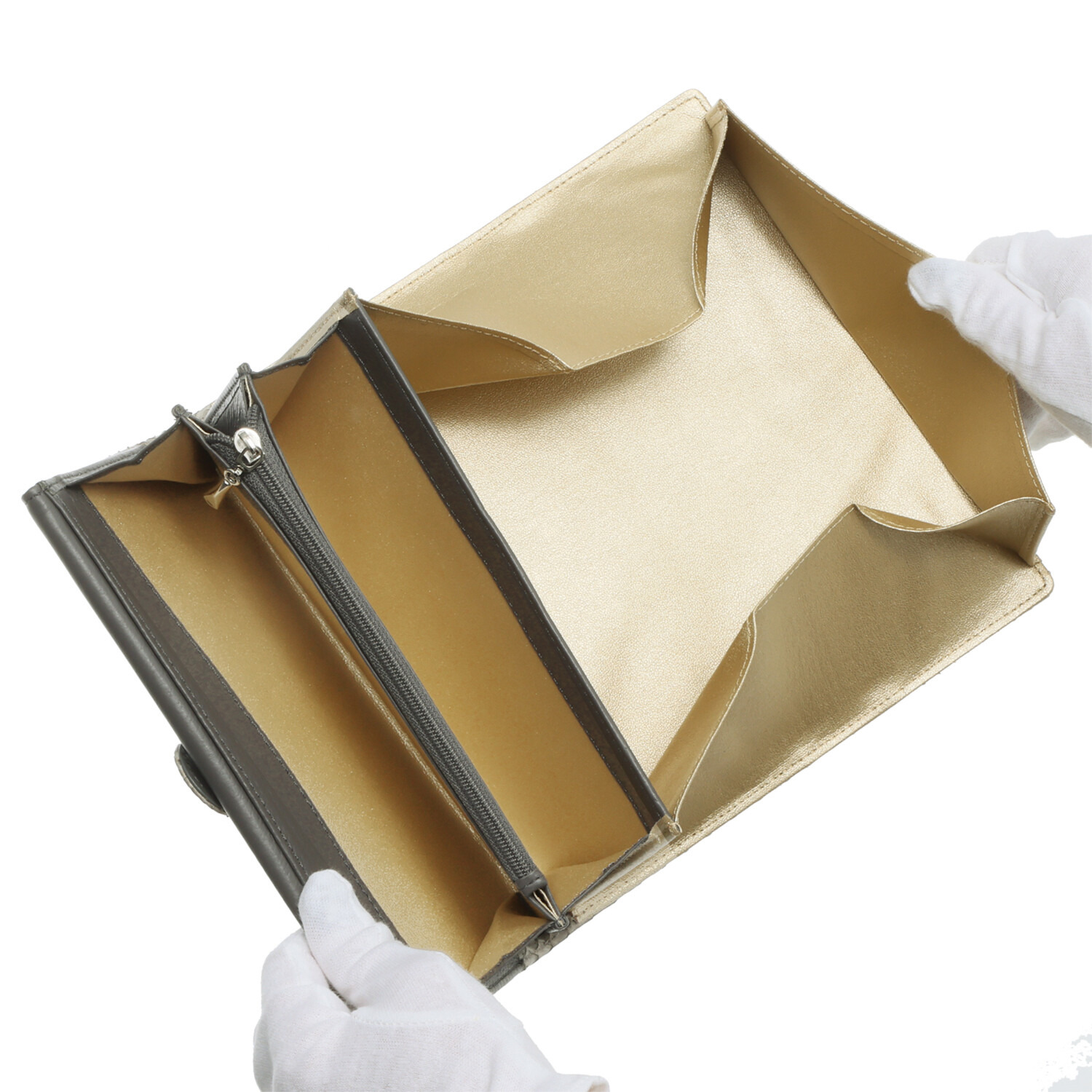 パイソン ダブルかぶせデザイン 長財布