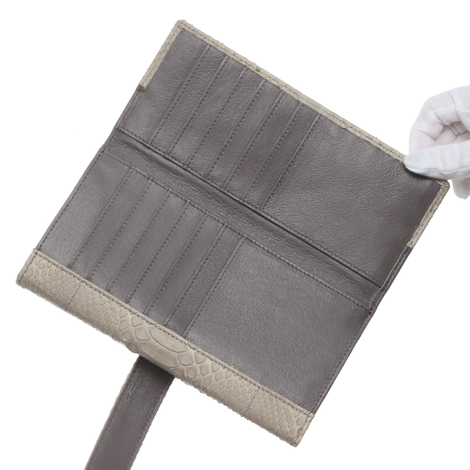 パイソン ダブルかぶせデザイン 長財布