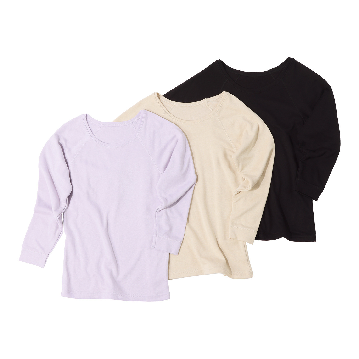 ジュエル 薔薇オイル配合 しっとりなめらか あったかＷ重ね 八分袖インナー３枚セット