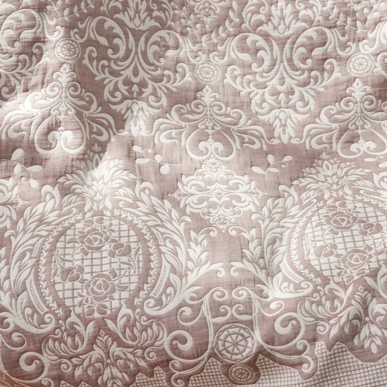 スワトウ刺しゅう協会 認定デザイン ジャガード織コットン生地 ×もこもこシープ調 ブランケット