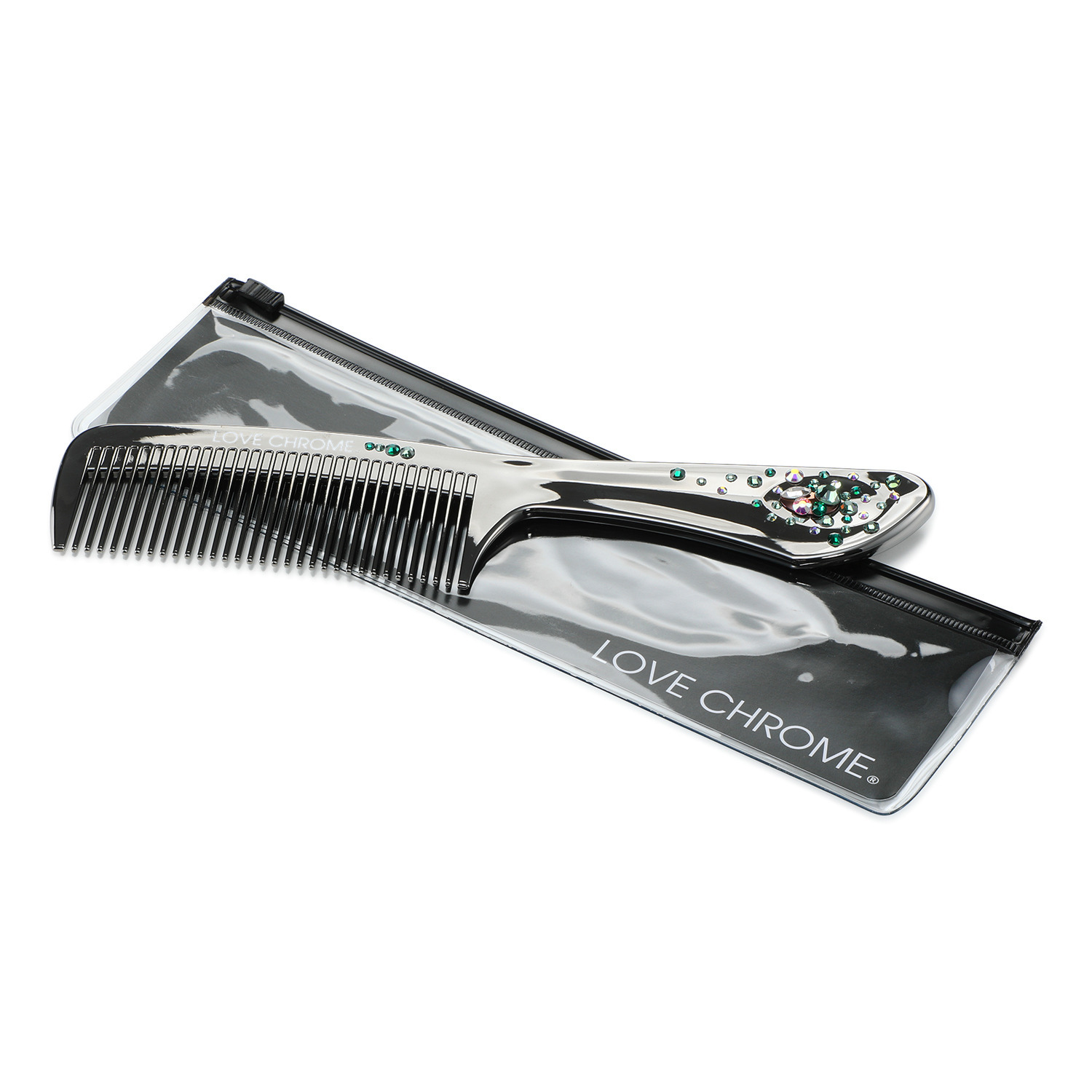 日本の先端技術と職人技 なめらかなくし通りの 艶やか美髪コーム ラブクロム プレシオサ　フラワー ＰＧテツキ ＜プレミアムブラック＞