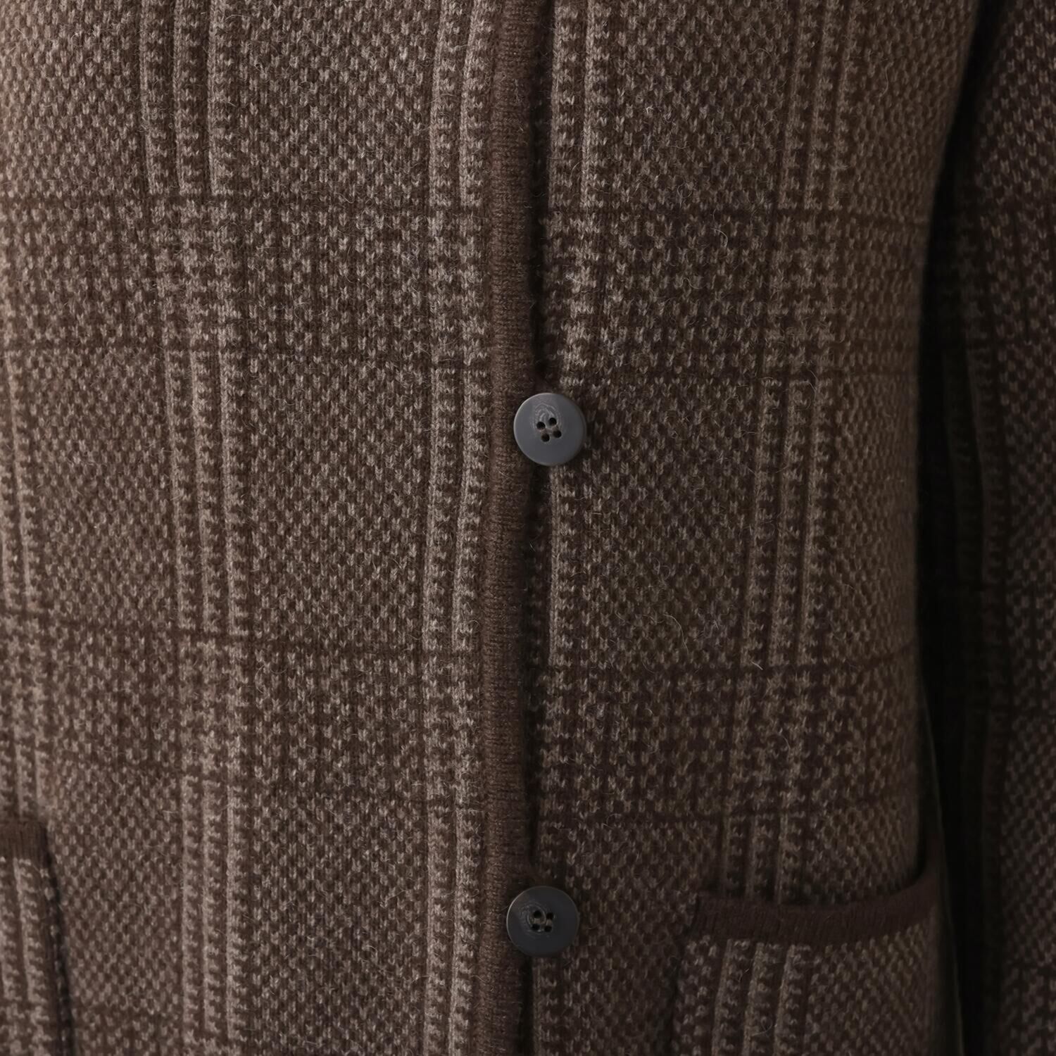 ネイチャーズ 無染色ヤク グレンチェック柄 ジャガードニットコート