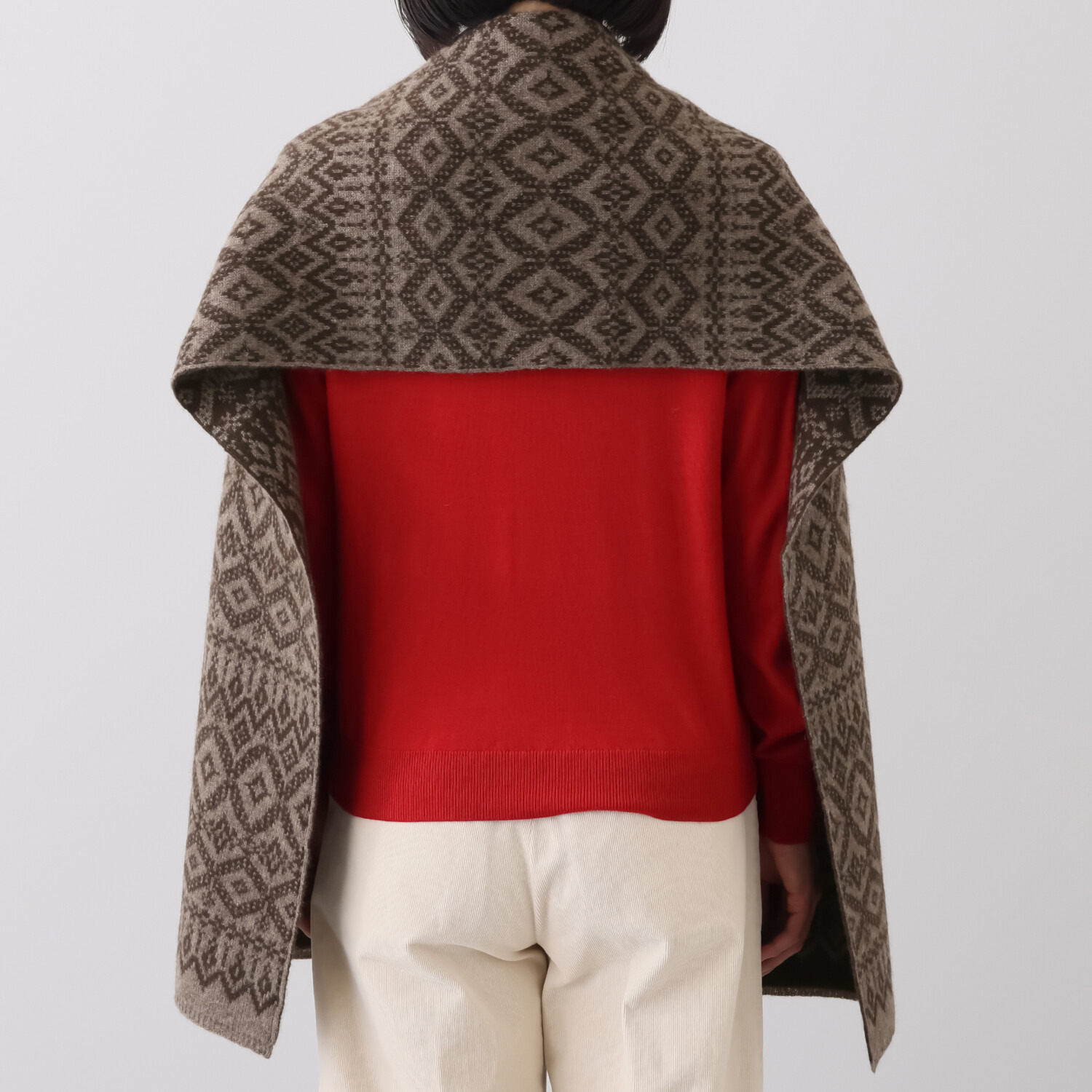 ネイチャーズ 無染色ヤク フェアアイル柄 ニットストール