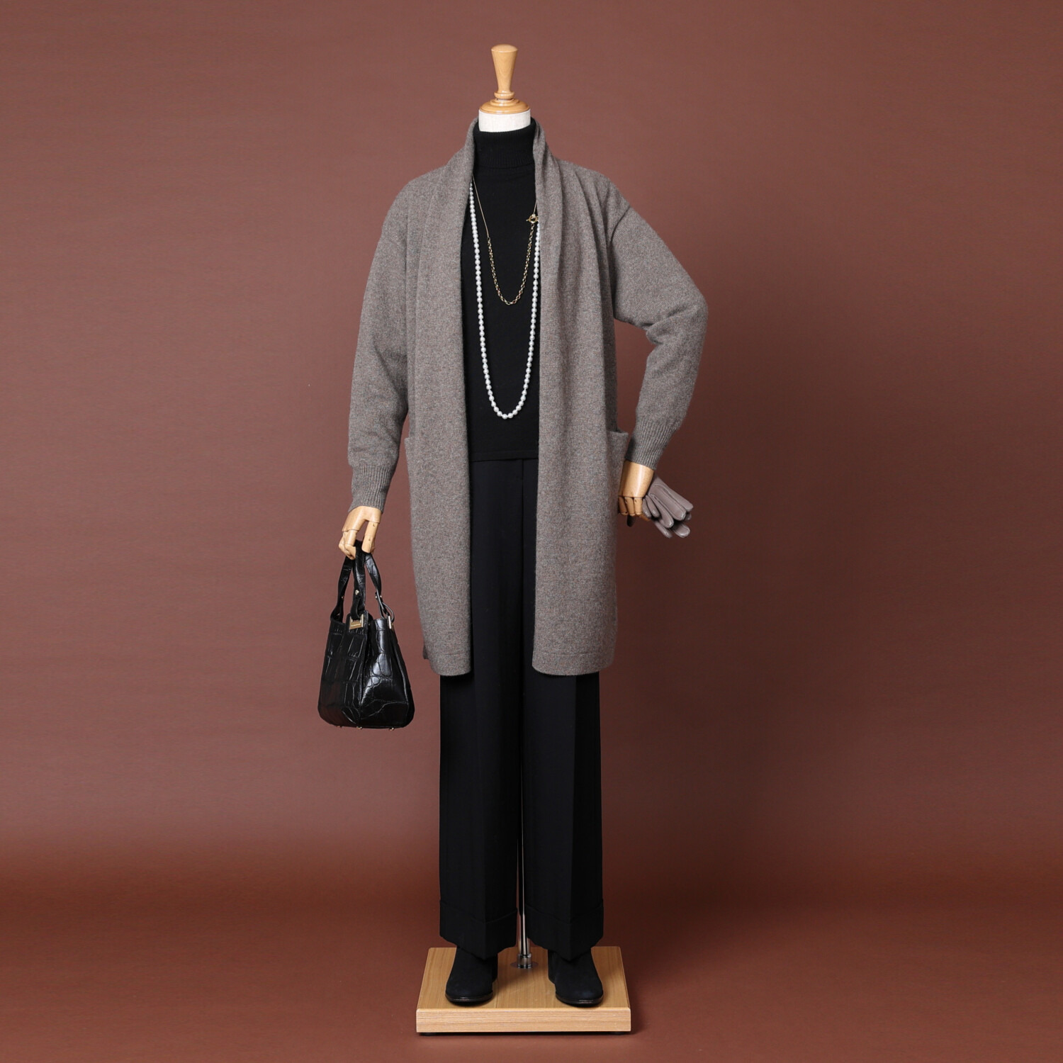 ネイチャーズ 無染色ヤク サイドボタンアクセント コーディガン