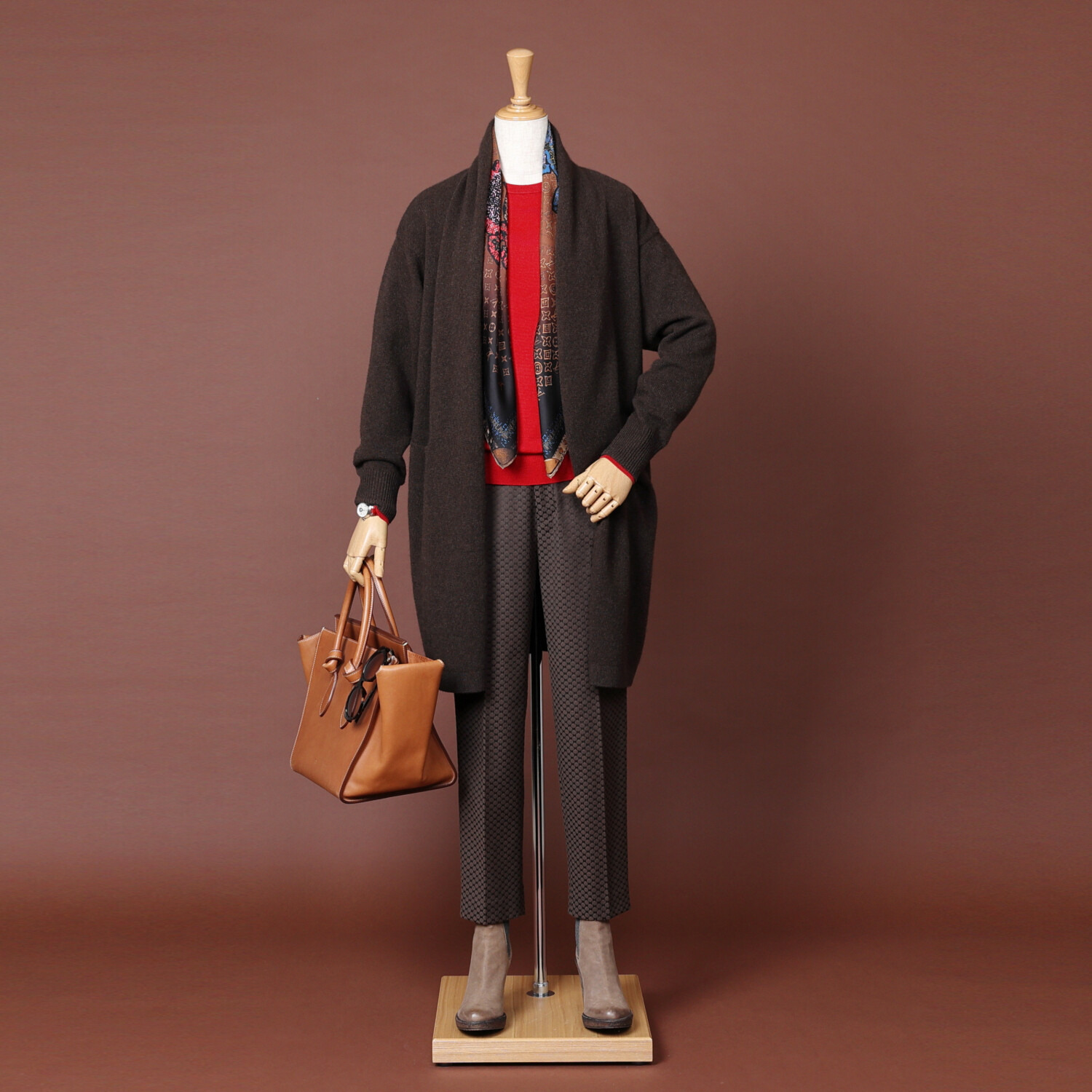 ネイチャーズ 無染色ヤク サイドボタンアクセント コーディガン