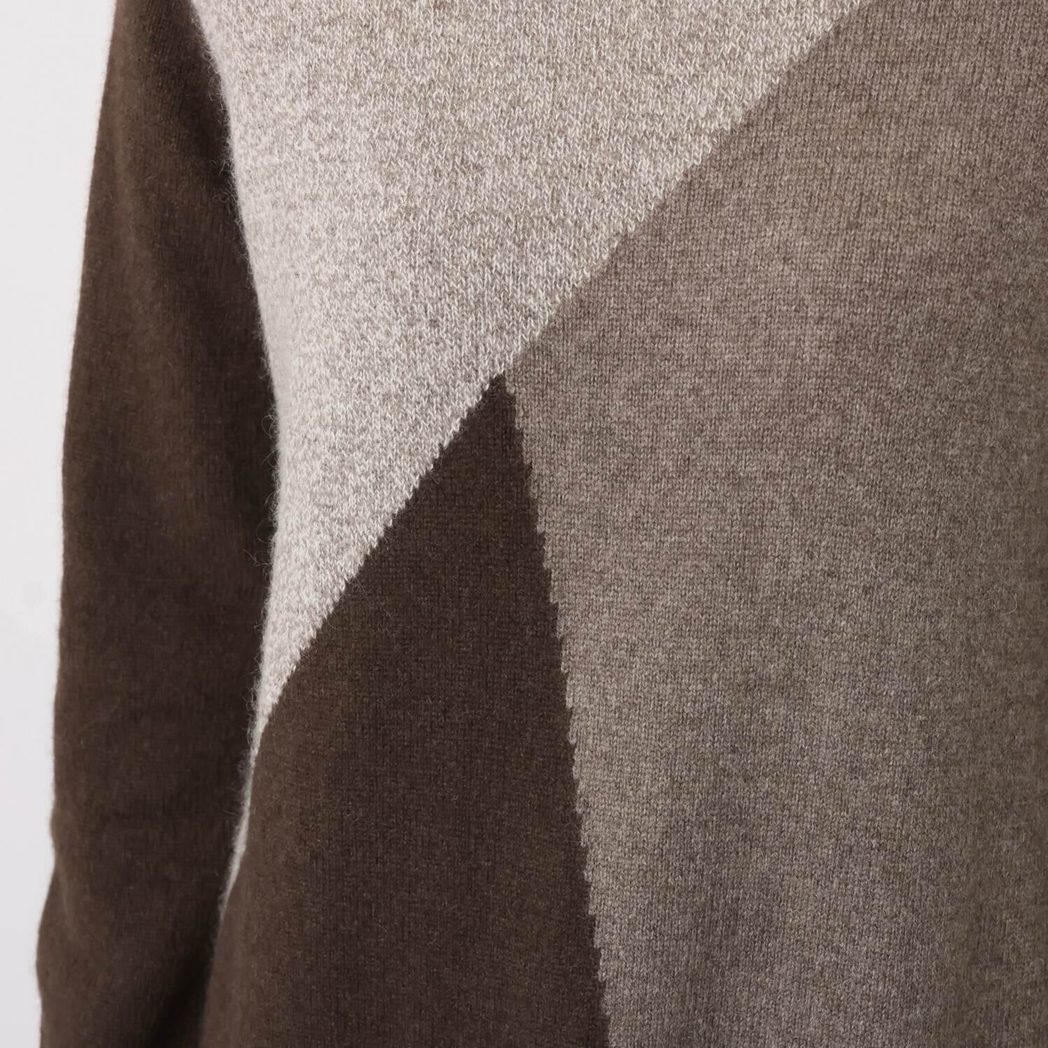 ネイチャーズ 無染色ヤク ブロッキング柄 インターシャワンピース