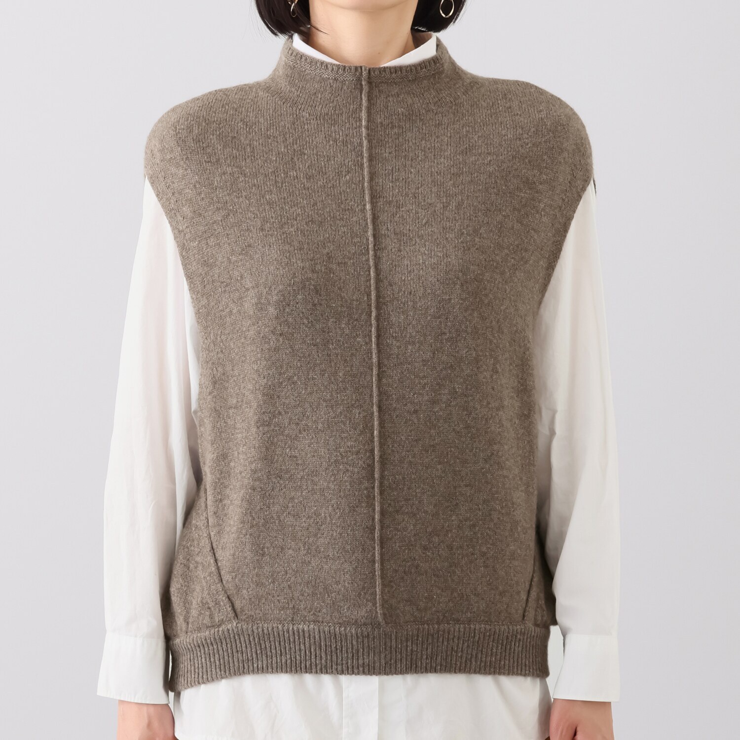 ネイチャーズ 無染色ヤク ボトルネック デザインベスト