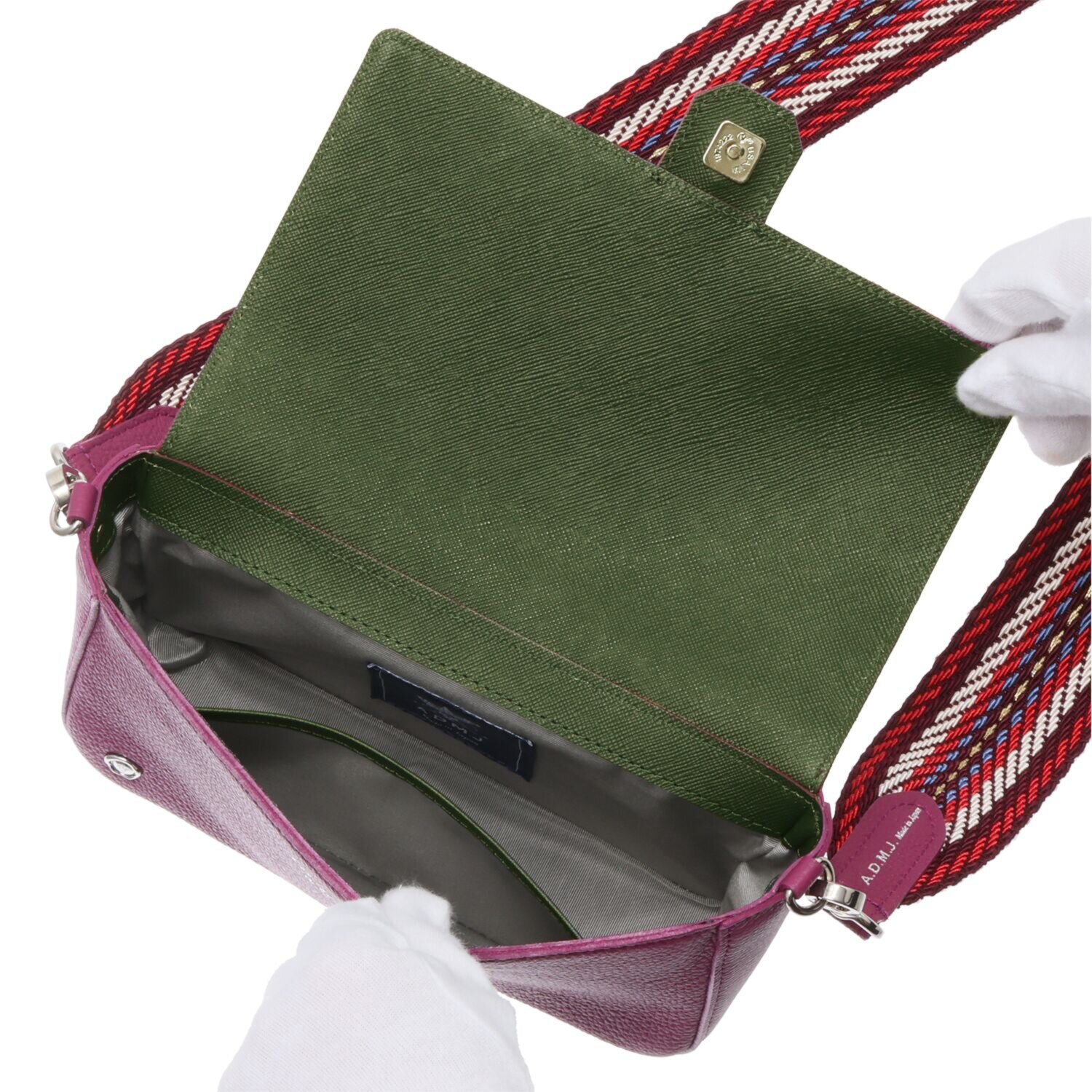 エーディーエムジェイ スリムウォレット付 スパニッシュレザー アールデコモティーフ ２ウェイミニバッグ